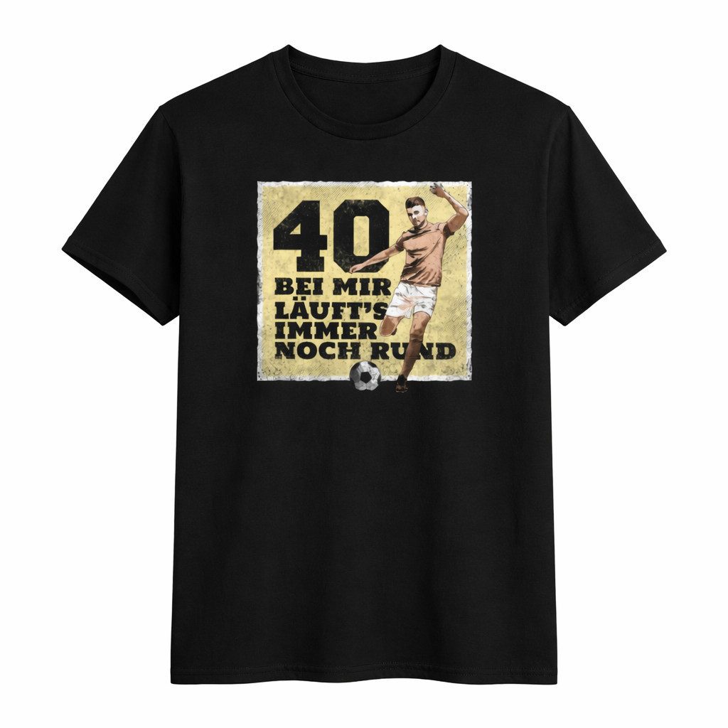 Blondie & Brownie T-Shirt Vater Geburtstag 40 Jahre Rund Fußball Motiv Herren Shirt (Einzelartikel) Vater Geburtstag 40 Jahre Rund Fußball Motiv Herren Shirt Humor