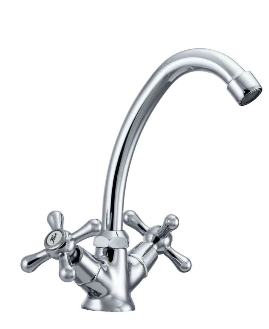 Hydroland Waschtischarmatur Retro Zweigriff Waschbeckenarmatur, Bad Wasserhahn Nostalgie-Design, B203