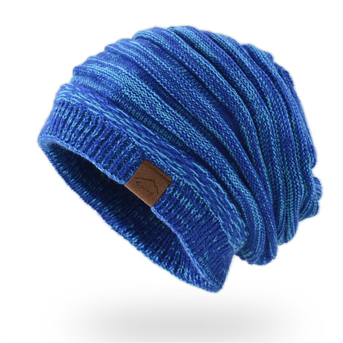 DÖRÖY Strickmütze Unisex Winter warme Strickmütze, retro verdickte warme Wollmütze blau | Strickmützen