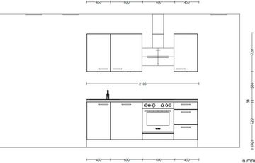 nobilia® Küchenzeile "Flash premium", vormontiert, Ausrichtung wählbar, Breite 210 cm, ohne E-Geräte