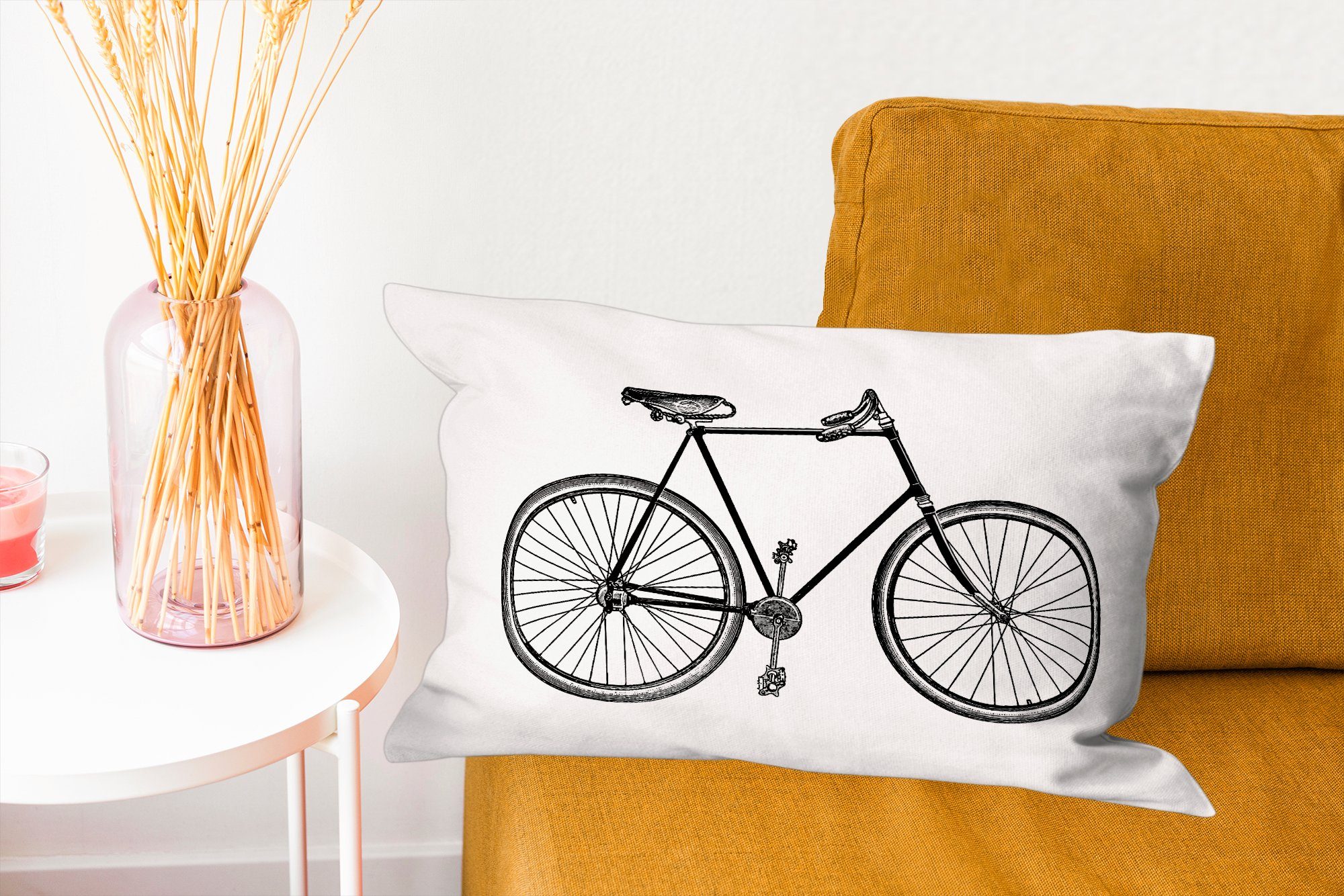 - - MuchoWow Dekokissen Dekoration, Vintage Wohzimmer Fahrrad Dekokissen mit Zierkissen, Schlafzimmer Füllung, Lenkrad,