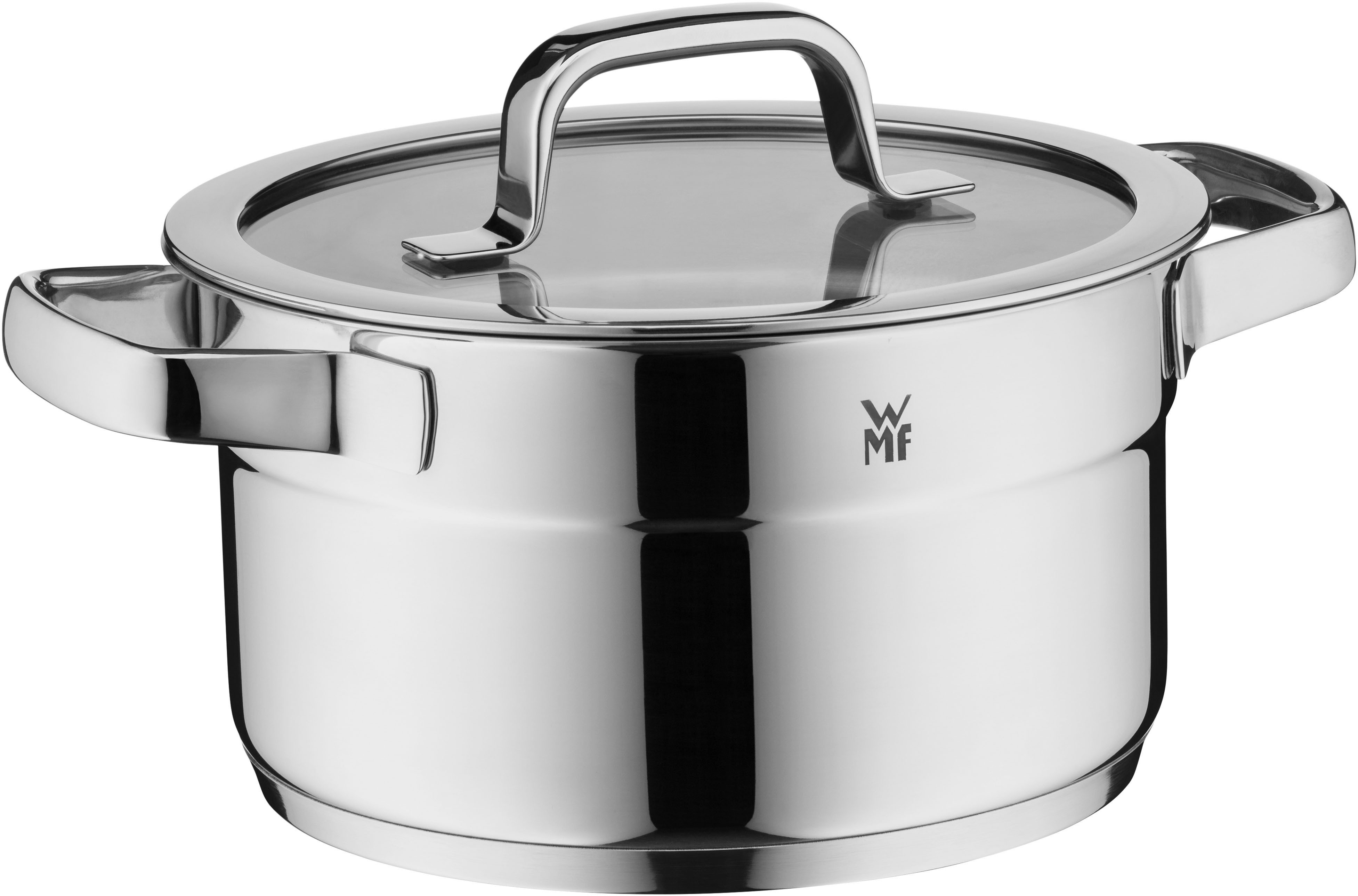WMF Kochtopf Compact Cuisine, Cromargan® Edelstahl Rostfrei 18/10 (2-tlg), wärmeduzierende Hohlgriffe, Innenskalierung, Schüttrand