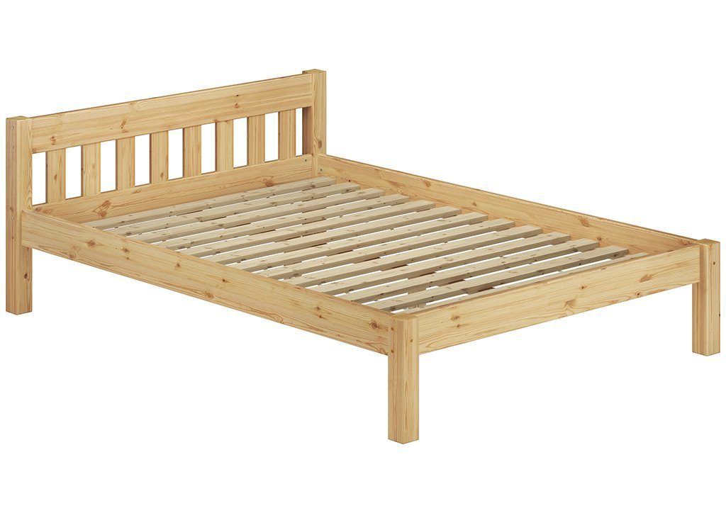 ERST-HOLZ Bett Breites Jugendbett Kiefer massiv 120x200 mit Rost, Kieferfarblos lackiert