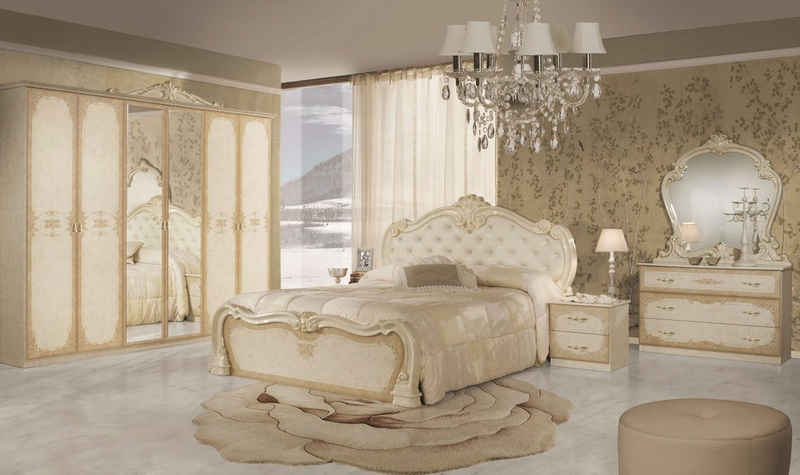 Interdesign24 Schlafzimmer-Set Lavinia, im klassischen Barock Stil Beige Hochglanz 6-Teilig