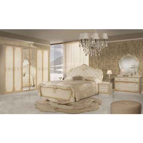 Interdesign24 Schlafzimmer-Set Lavinia, im klassischen Barock Stil Beige Hochglanz 6-Teilig