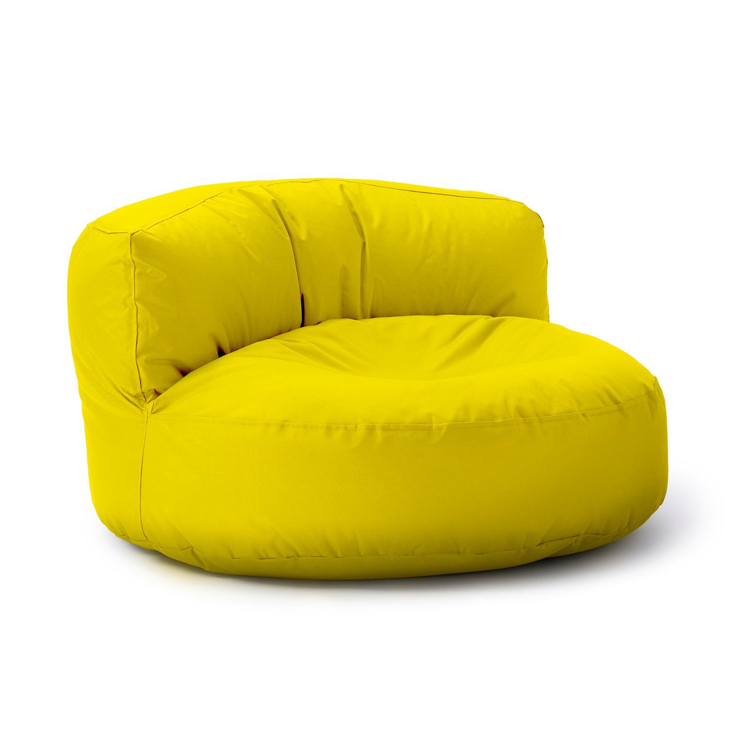 Lumaland Sitzsack Round Sofa Sitzkissen Bean Bag Couch Lounge, inkl. Rückenlehne In-& Outdoor 90x90x50cm gelb