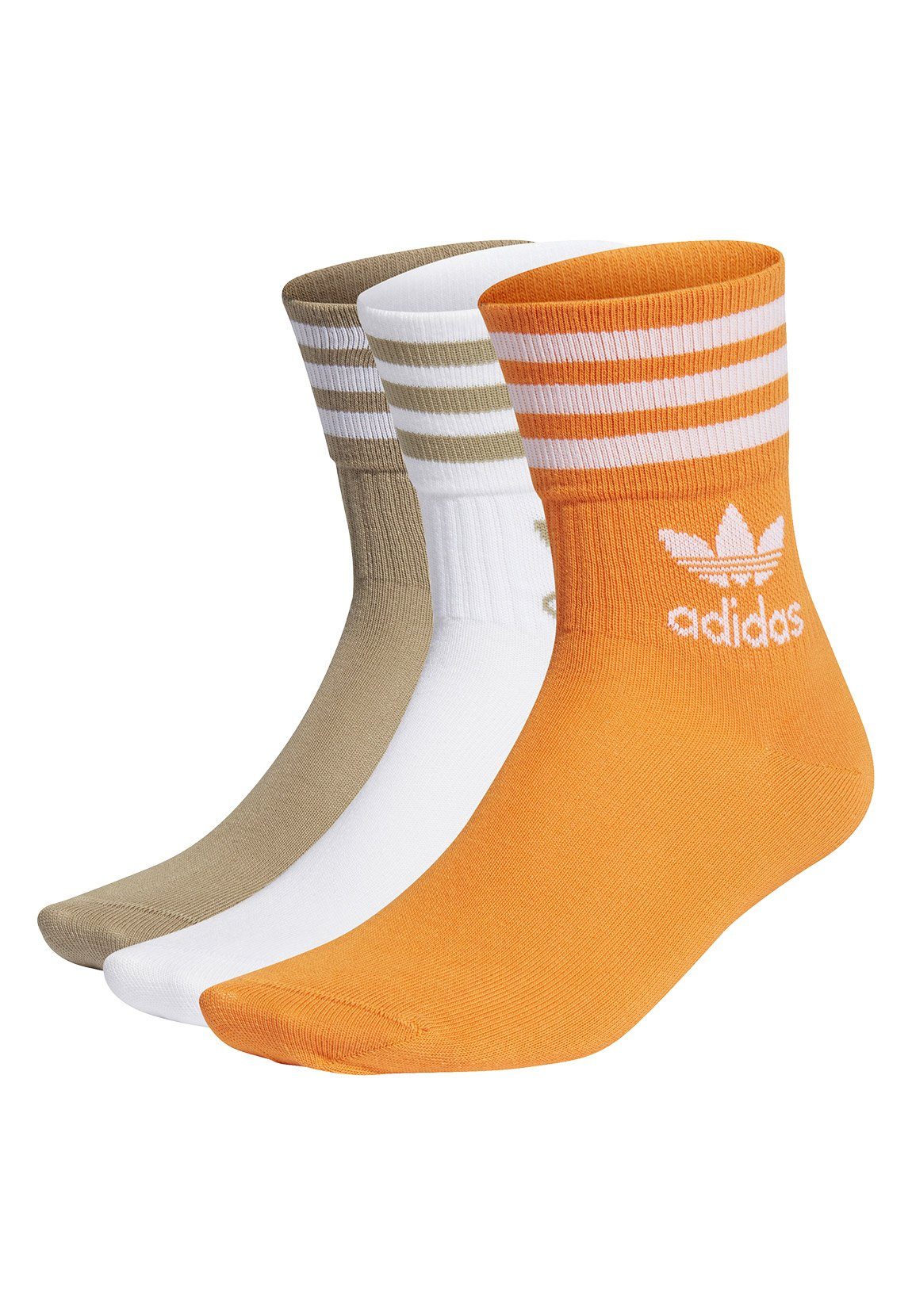 adidas Originals Freizeitsocken Adidas Originals Socken Dreierpack MID CUT  CRW SCK H62014 Mehrfarbig Weiss Orange Green