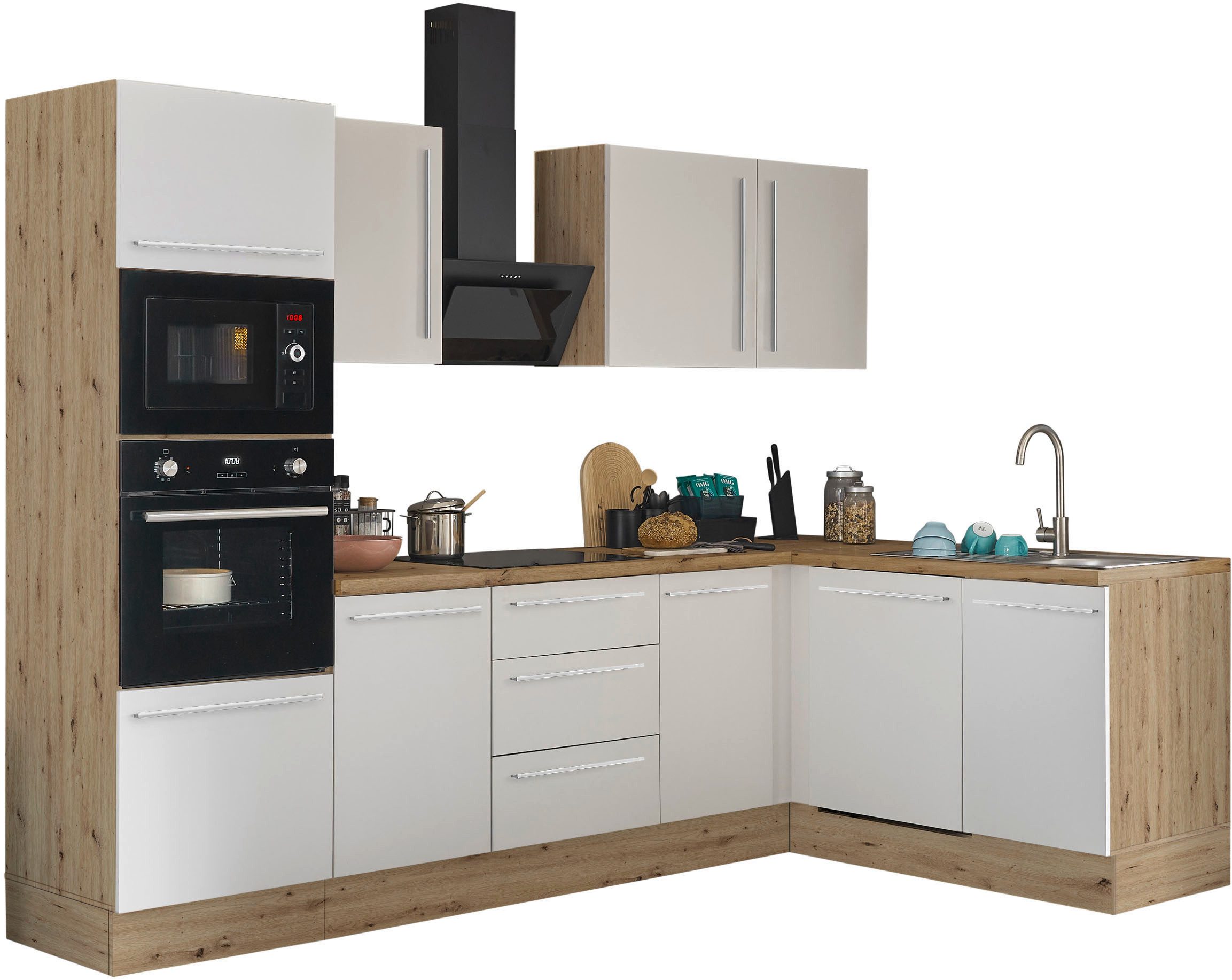 KOCHSTATION Winkelküche Florida, Stellbreite 280x165 cm, wahlweise mit E-Geräten, mit Softclose für Türen und Schubkästen