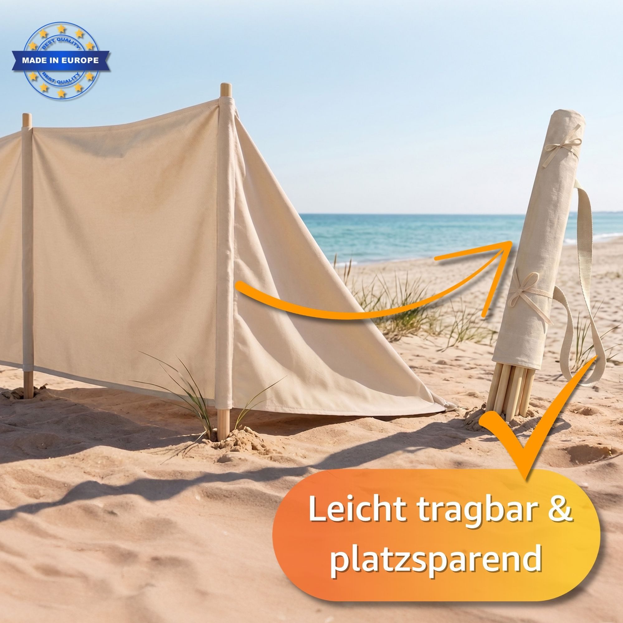Amazinggirl Windschutz Strand Camping Sichtschutz - Strandwindschutz für Urlaub Garten Pool – Bild 3 von 5