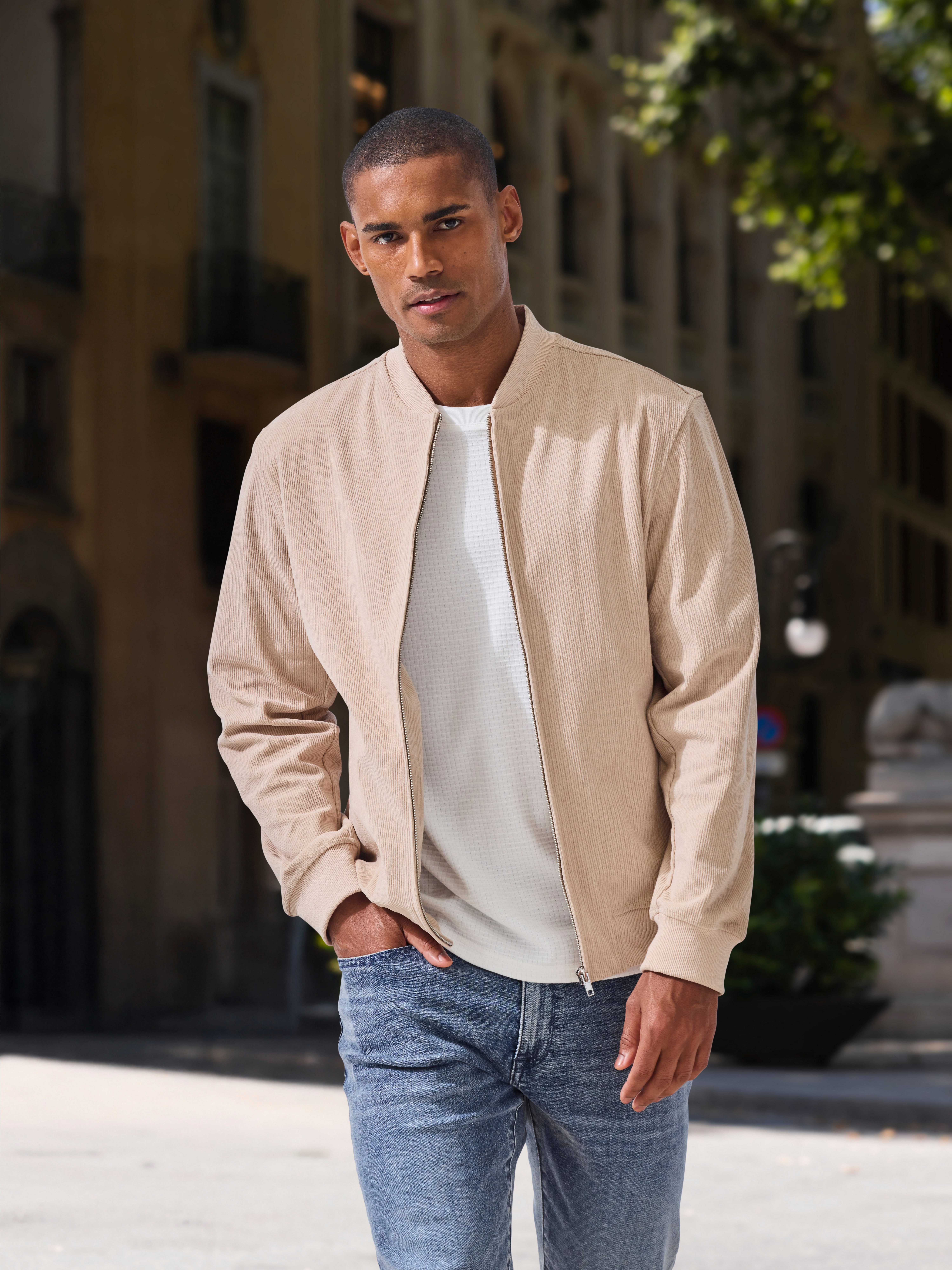 H.I.S Cordjacke - Blouson mit Reißverschluss, Pilotenjacke / Übergangsjacke aus Cord, regular fit