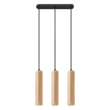 etc-shop LED Pendelleuchte, Leuchtmittel inklusive, Warmweiß, Pendelleuchte schwarz Stahl Hängeleuchte Holz natur Zylinder