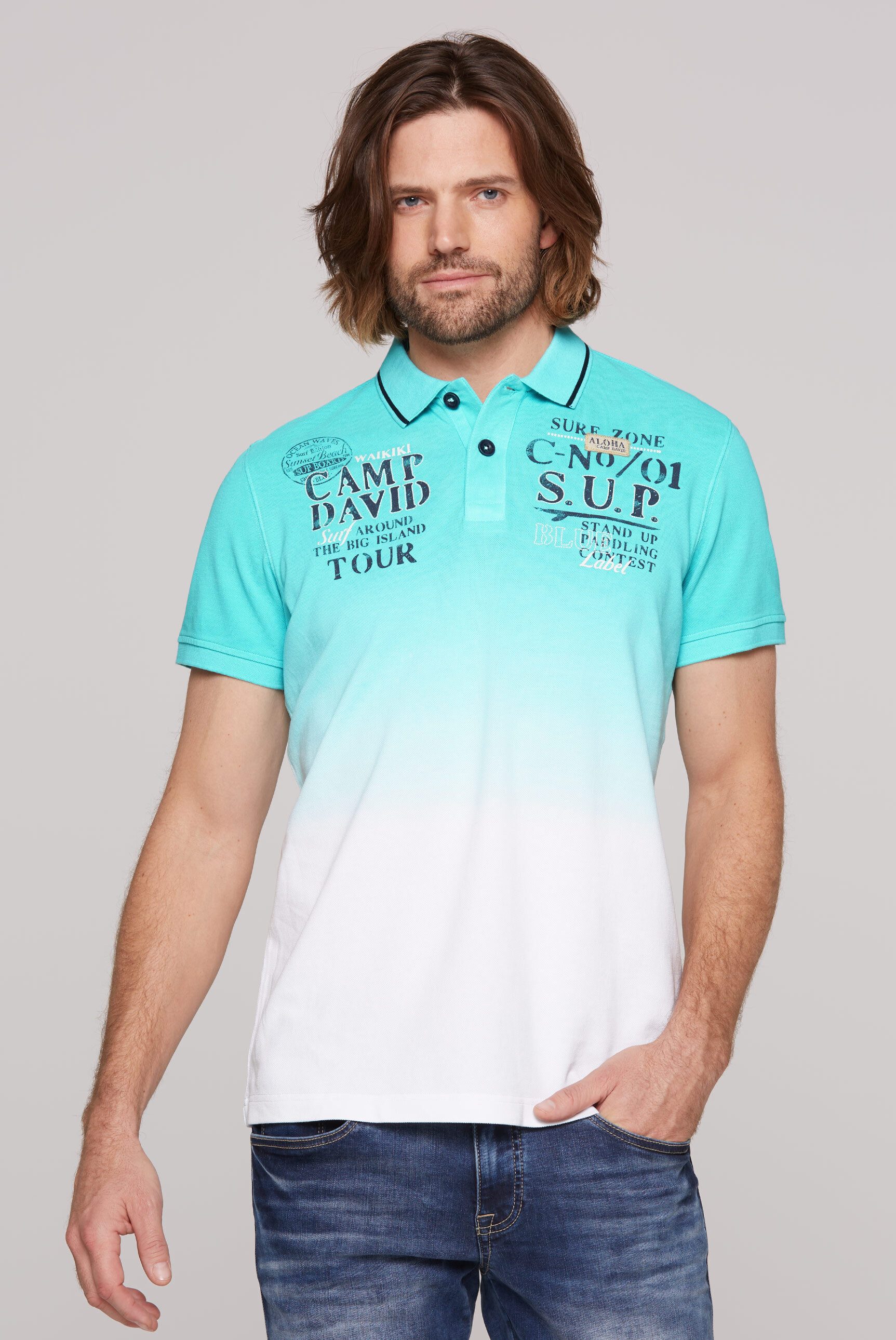 CAMP DAVID Poloshirt mit Farbverlauf günstig online kaufen