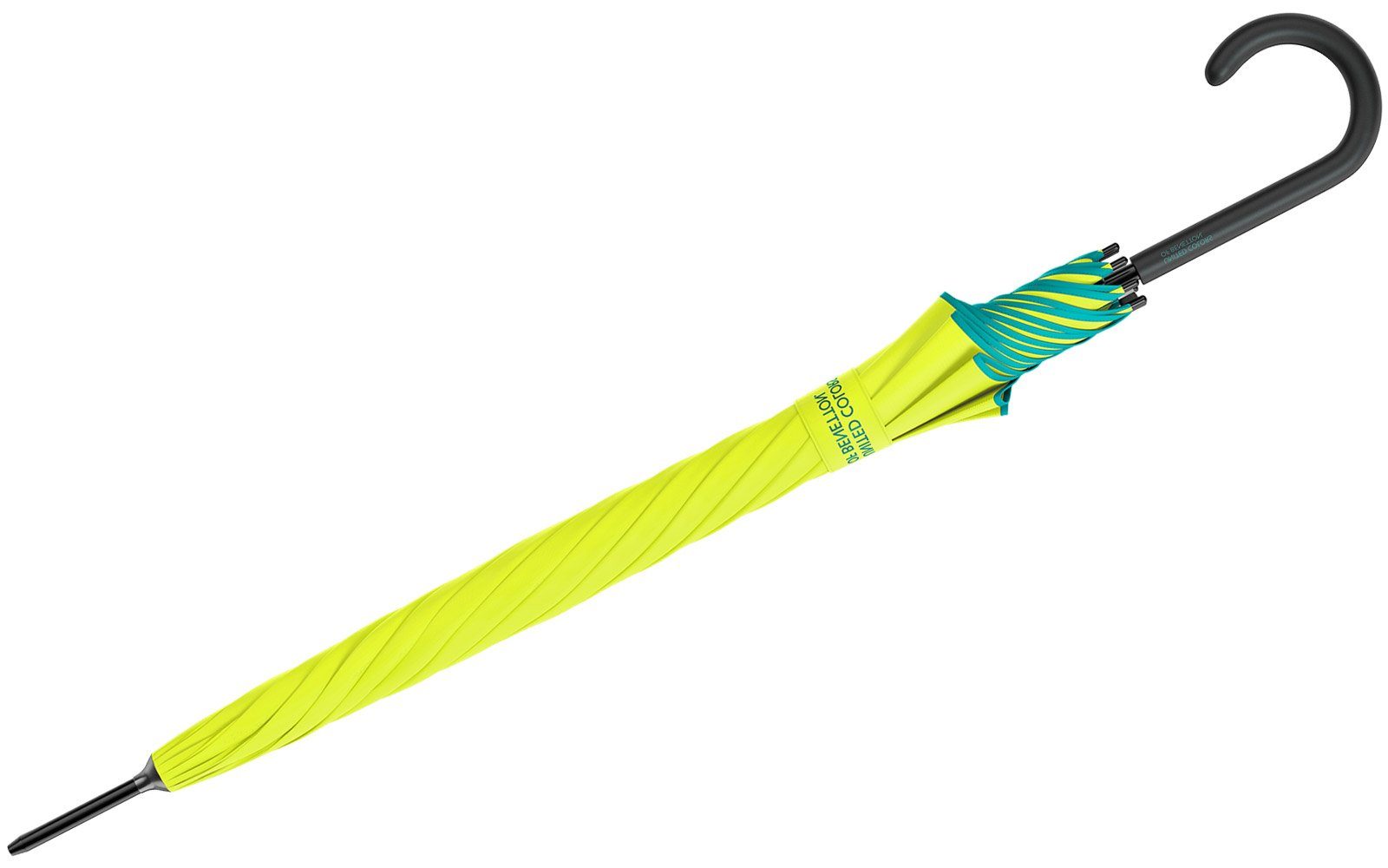 United Colors of Benetton Langregenschirm mit Saum AC lime Long Auf-Automatik punch, leuchtende mit kontrastreichem HW - Modefarben 2022 limette-petrol