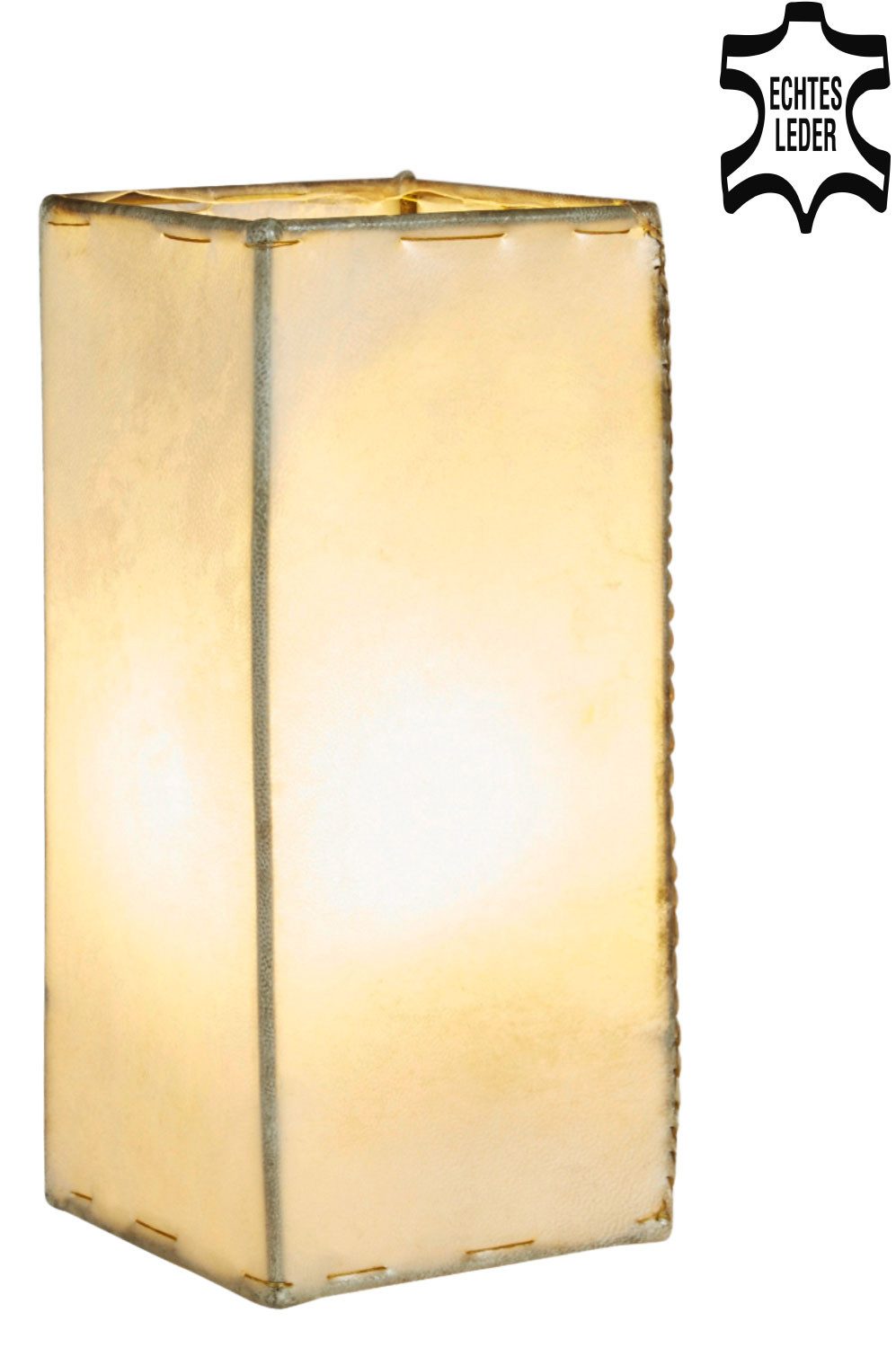 Marrakesch Orient & Mediterran Interior Nachttischlampe Orientalische Lederlampe Janka handgefertigt aus Leder in Natur 39 cm, Handarbeit