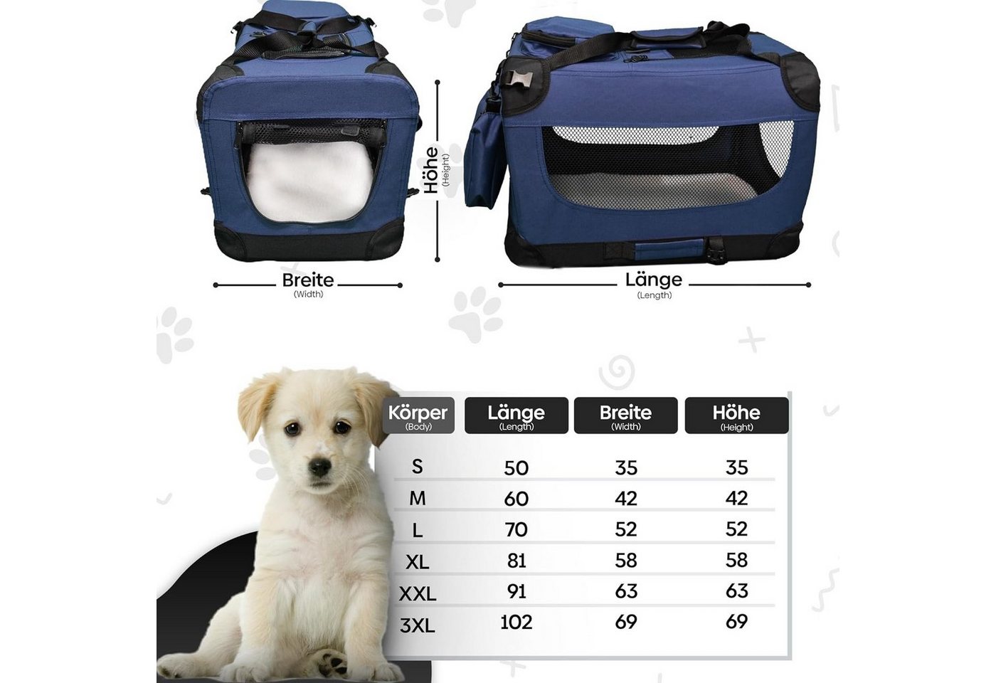 Thumbnail - Defactoshop Tiertransportbox Transporttasche Hundebox faltbar Hundetasche für Haustiere Katze