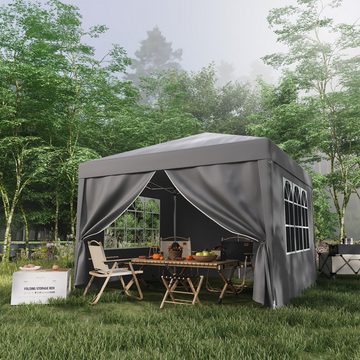 HOMALL Faltpavillon 3x3m Klappbare Gartenpavillon Pop-up Faltpavillon mit 4 Seitenteilen