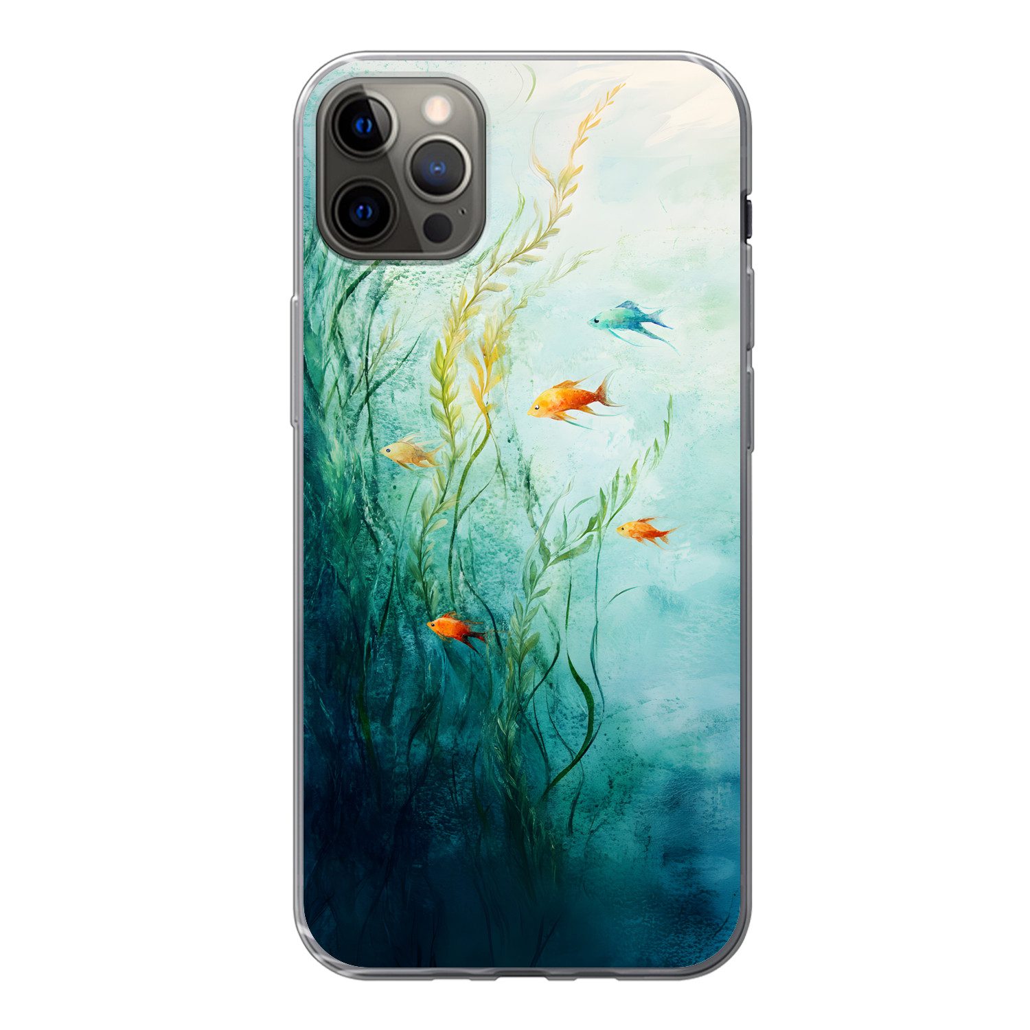 MuchoWow Handyhülle für Apple iPhone 13 Pro Max Wasserpflanzen - Fische - Farbenfroh - Was, Smartphone-Bumper, Print, Handy Schutzhülle Dünn