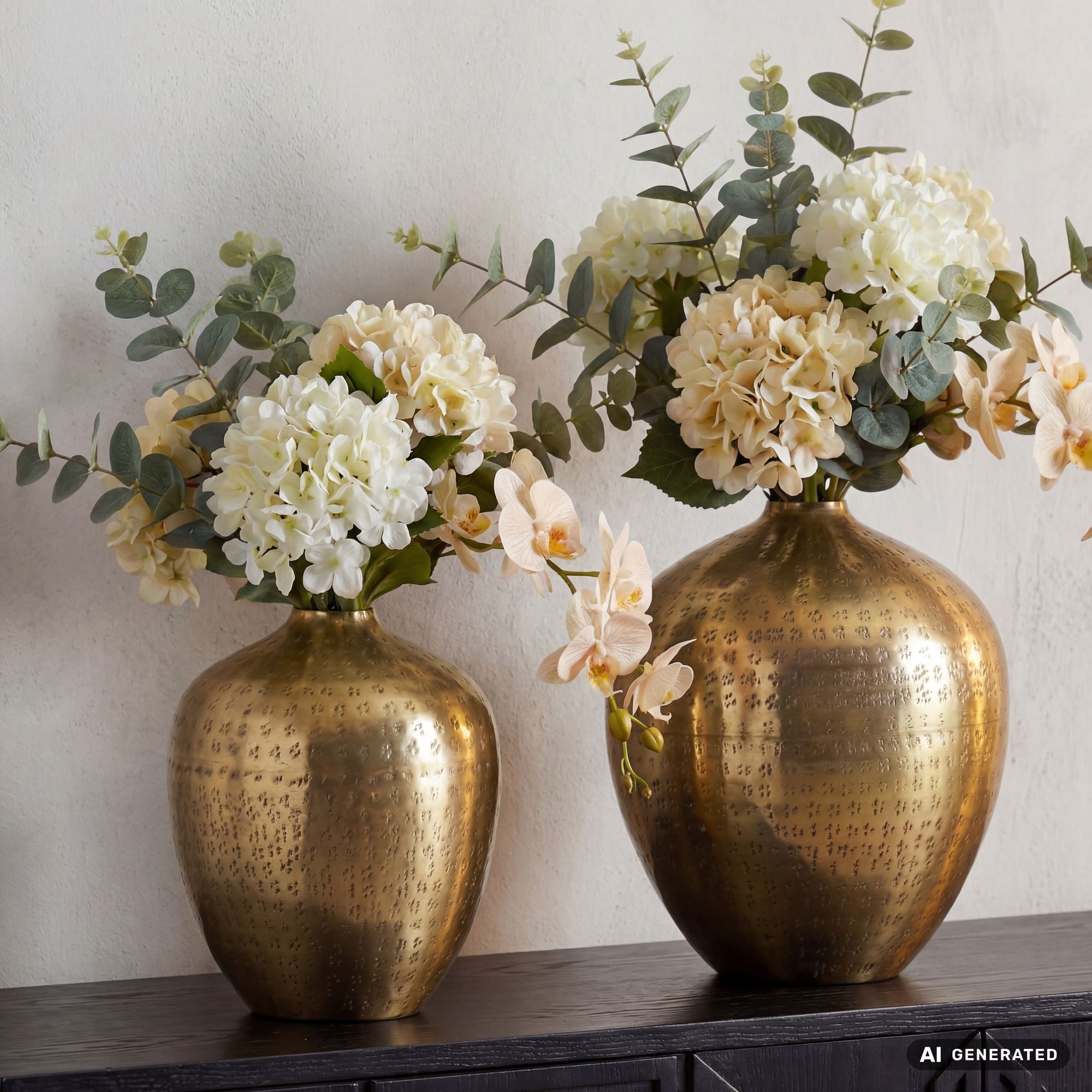 FINEBUY Dekovase FB77800 Vase 2er Set Aluminium Gold Blumenvase Tischvase Modern (Formschönes Duo aus lackiertem Aluminium), Stilvolle Dekoration für Tisch und Sideboard