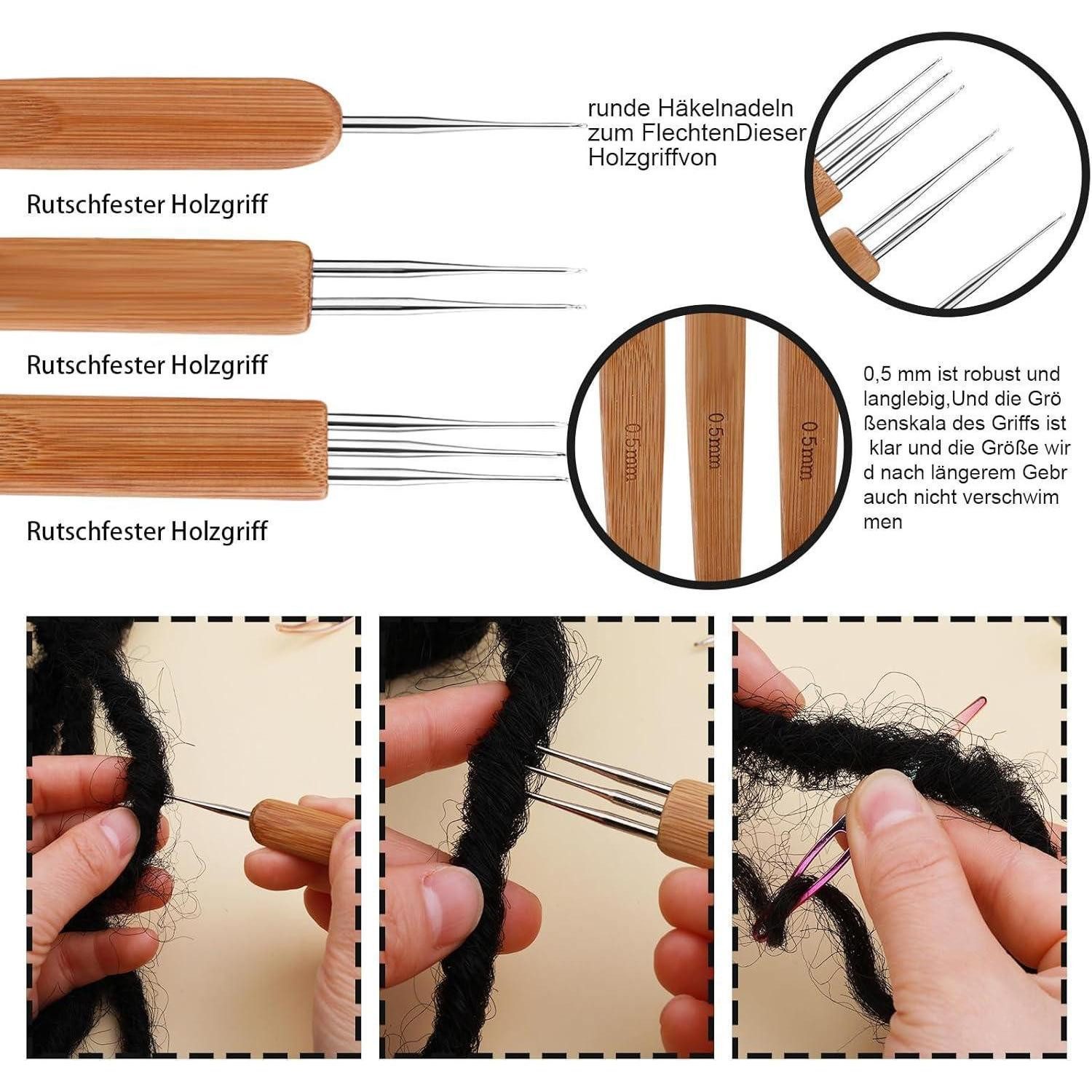 LuxusKollektion Häkelnadeln Dreadlock-Häkelnadel-Set 48-teilig, 6 Nadeln verschiedene, 12 St. – Bild 4 von 5