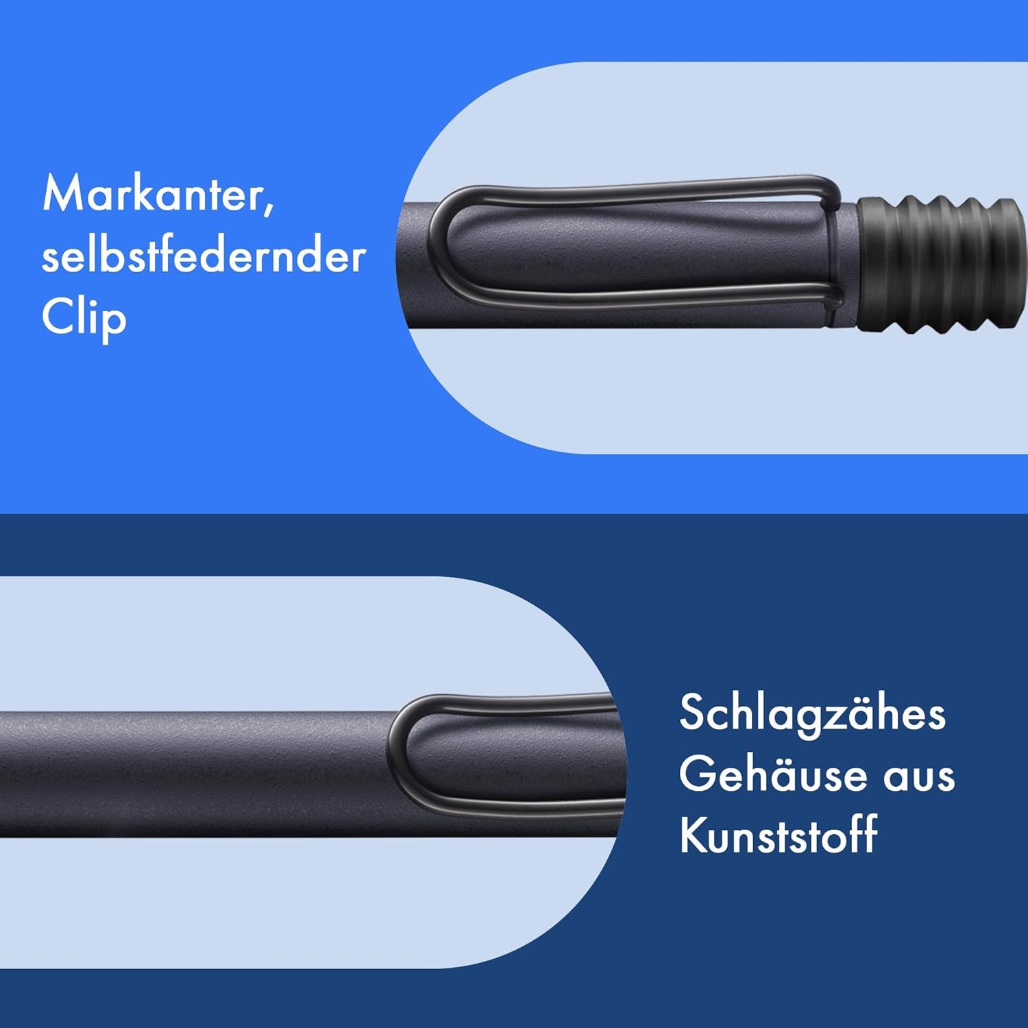 LAMY Kugelschreiber LAMY Safari Kugelschreiber 2E2 STEEL Schwarz Stärke M M16 Schreibfarbe
