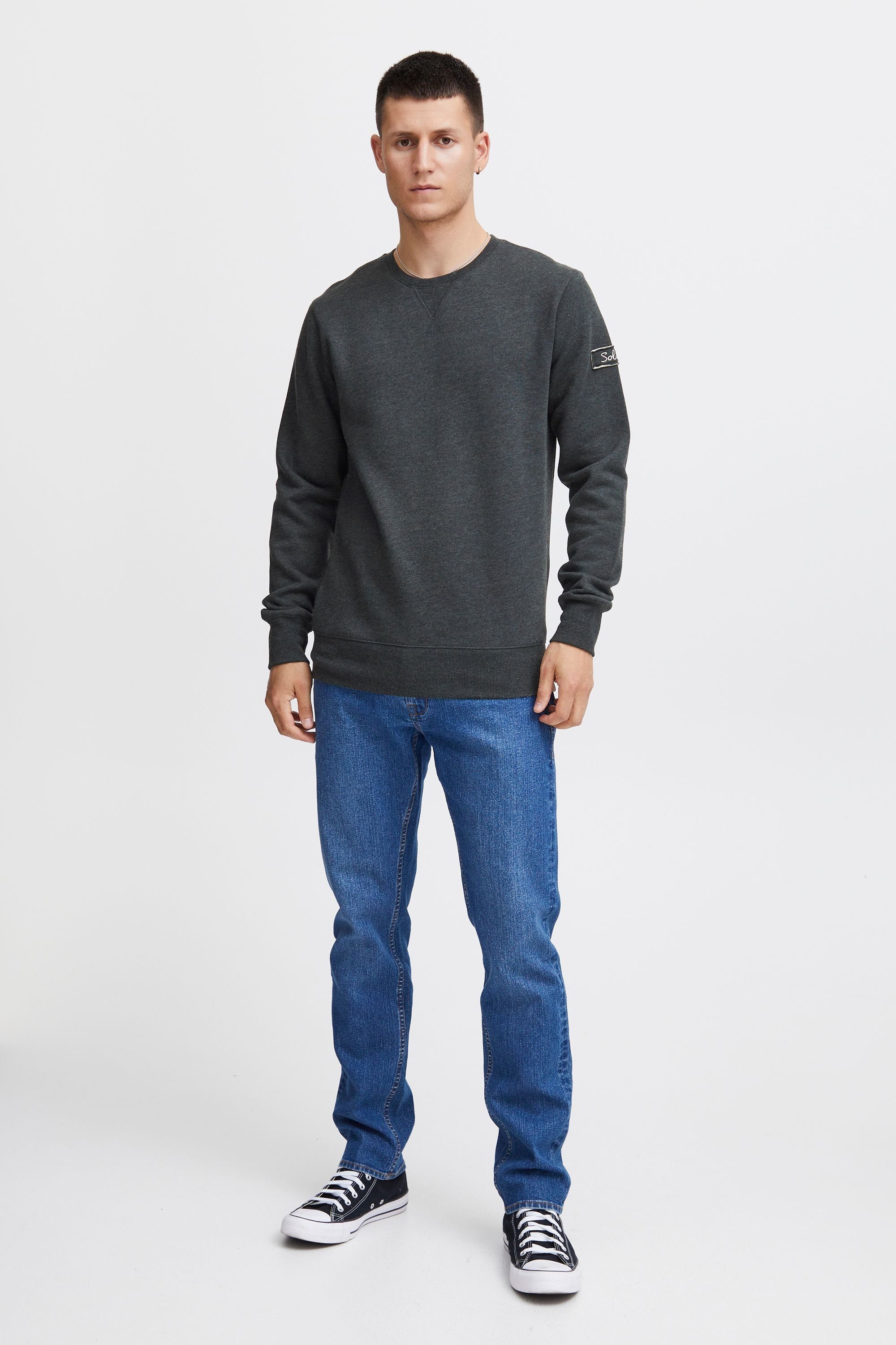 Dark Grey Sweatpullover SDTrip !Solid Fleece-Innenseite Sweatshirt (8288) Melange mit O-Neck
