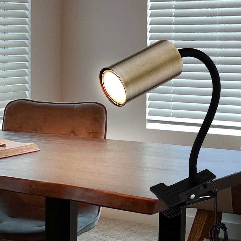 GLOBO LIGHTING Klemmleuchte, Leuchtmittel nicht inklusive, Schreibtischlampe klemmbar Schwanenhals Leselampe Bett Klemme