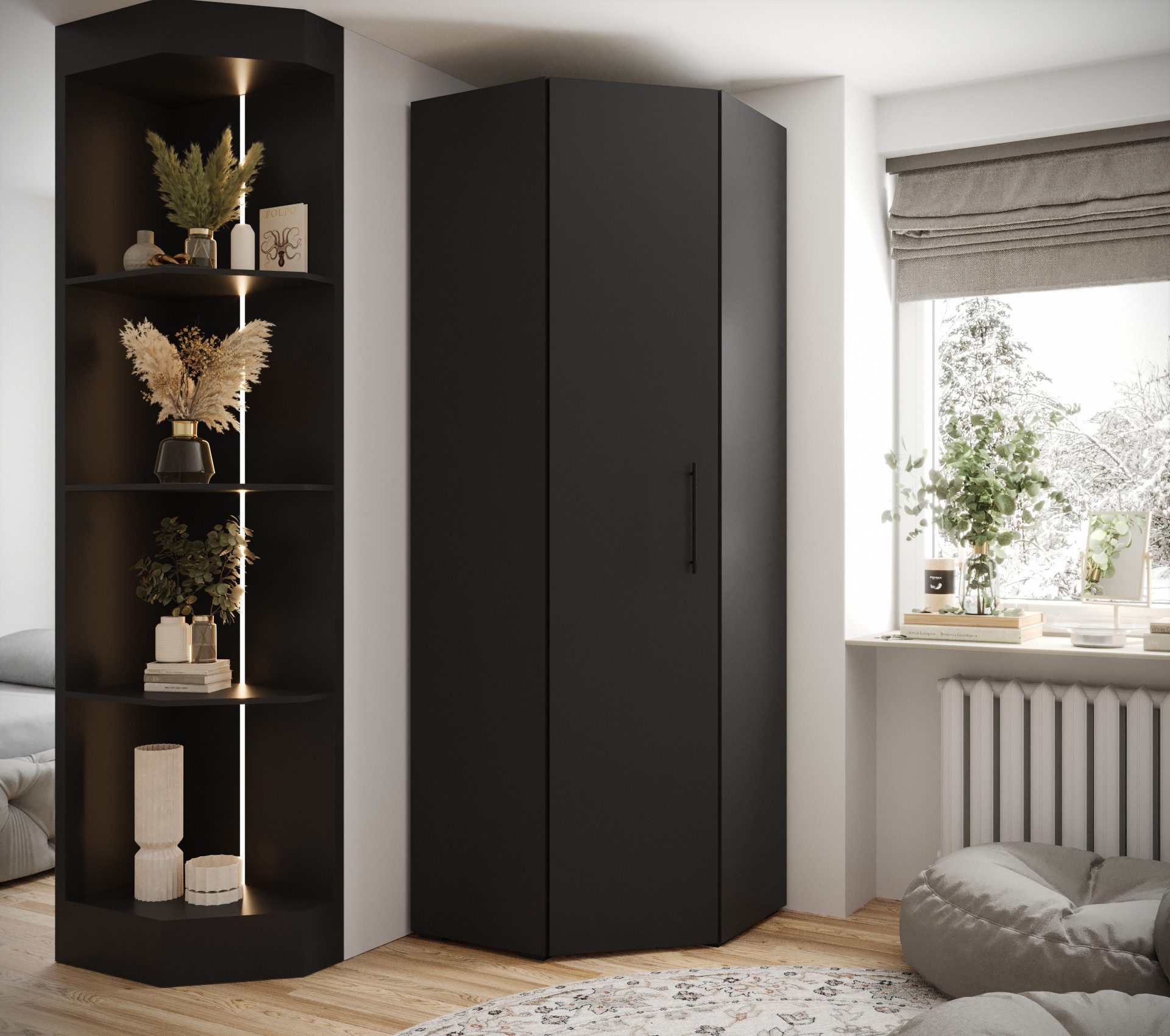 ABIKS MÖBEL Eckschrank Inova 3 Eckkleiderschrank mit Kleiderstange und Rega günstig online kaufen