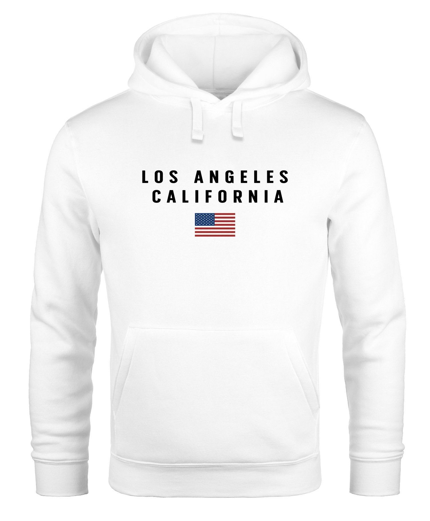 Neverless Hoodie Hoodie Herren Bedruckt Schriftzug California Los Angeles USA Amerika Flagge Fashion Streetstyle Neverless® weiß