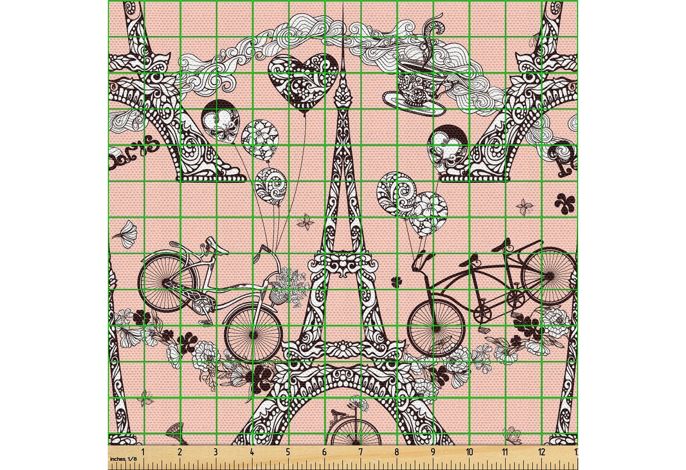 Thumbnail - Abakuhaus Stoff Schön Gewebten Stoff für Polster und Wohnaccessoires, Eiffel Retro Zeichen