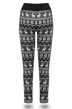 Kendindza Collection Thermoleggings Damen Winter gefüttert warm Innenfleece Winterhose Weihnachten High-Waist Thermoleggings