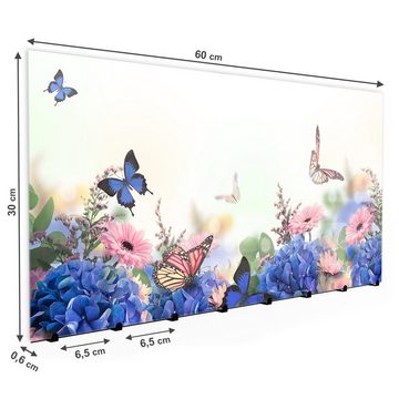 Primedeco Garderobenpaneel Magnetwand und Memoboard aus Glas Schmetterlinge und Blüten