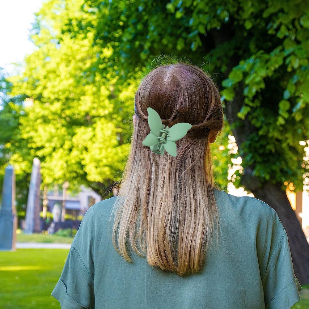 NUODWELL Haarspange 6 Stück Haarspangen lila hellbraun grasgrün Schmetterling + orange + + Damen,matte Rutschfeste + Haarklammern rosa schwarz 