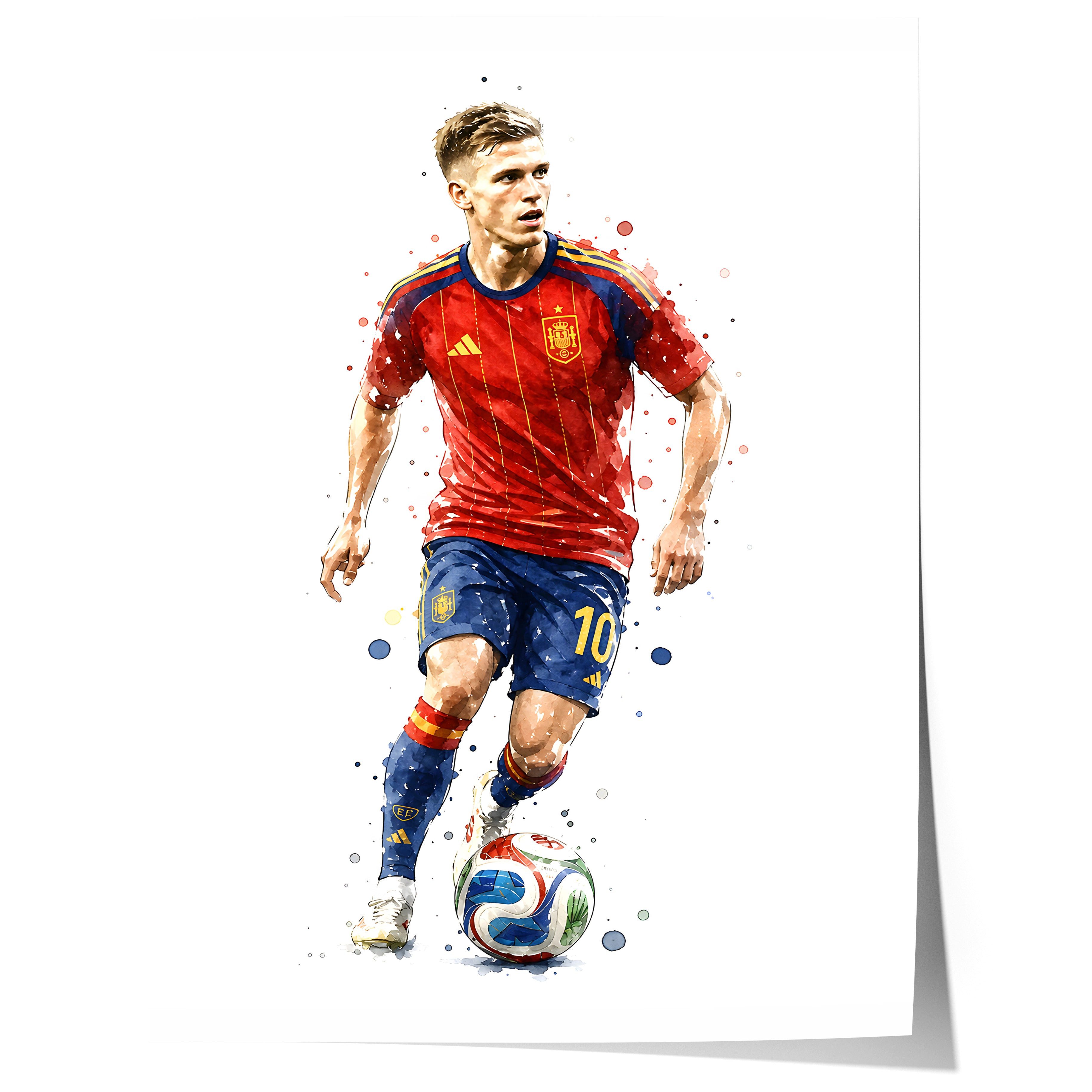 JUSTGOODMOOD Poster Spanien Fussball Geschenkidee Aquarell Sport Wandbild Deko Print ohne, (1 St)