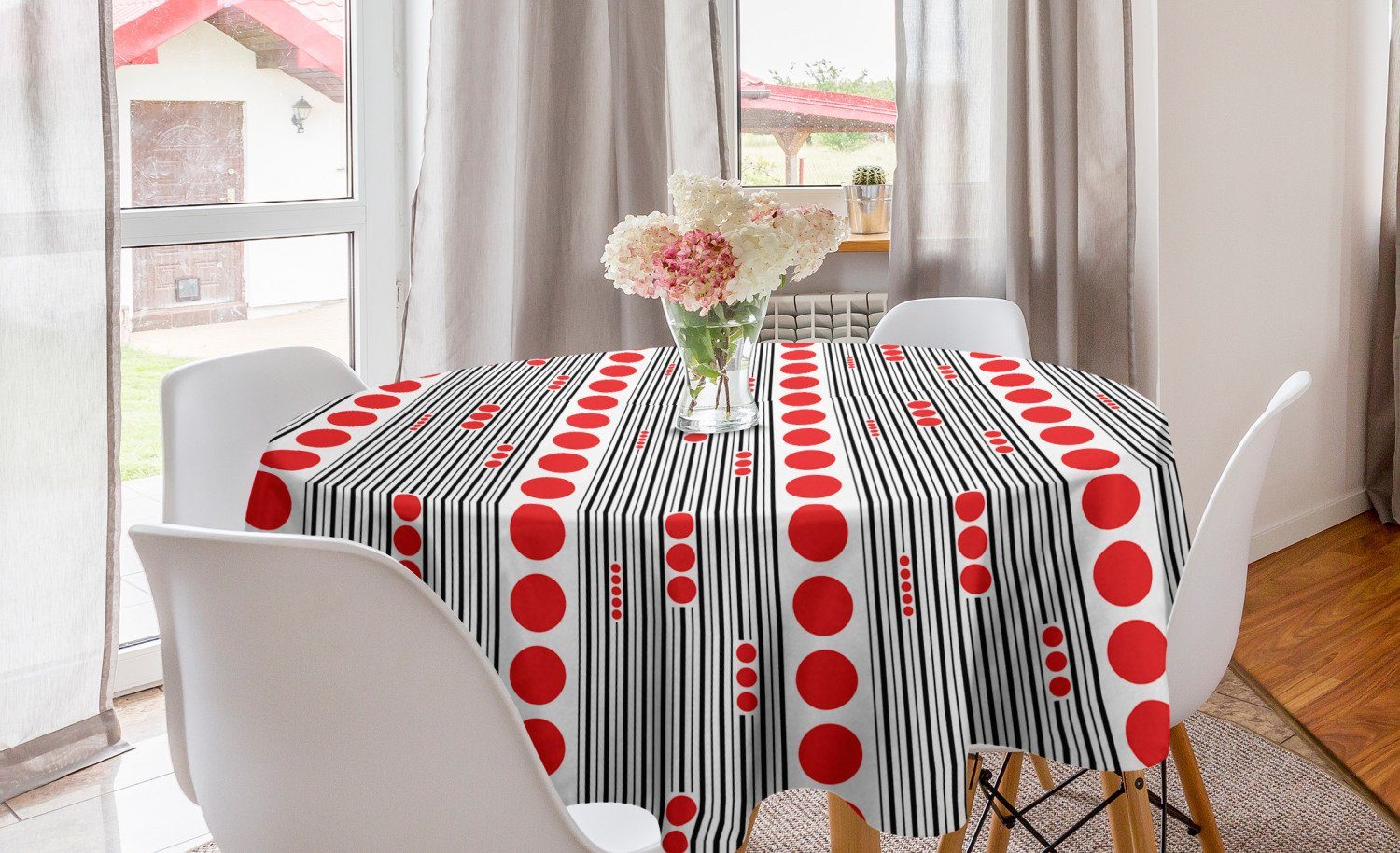 für Küche Dekoration, Kreise Esszimmer Schwarze Streifen Abdeckung Abakuhaus Tischdecke Modern Tischdecke Kreis