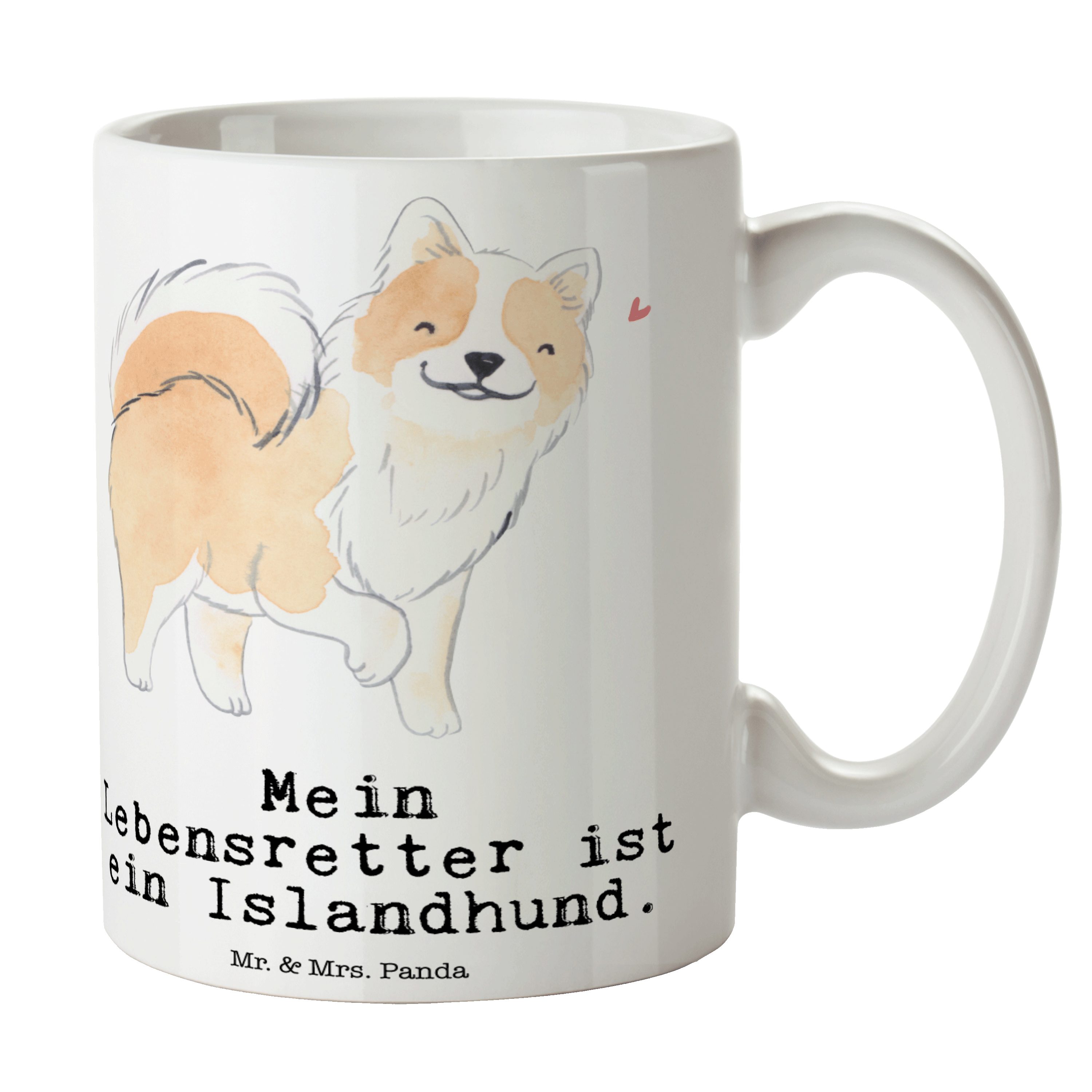 Mr. & Mrs. Panda Tasse Islandhund Lebensretter - Weiß - Geschenk, Büro Tasse, Teetasse, Hund, Keramik