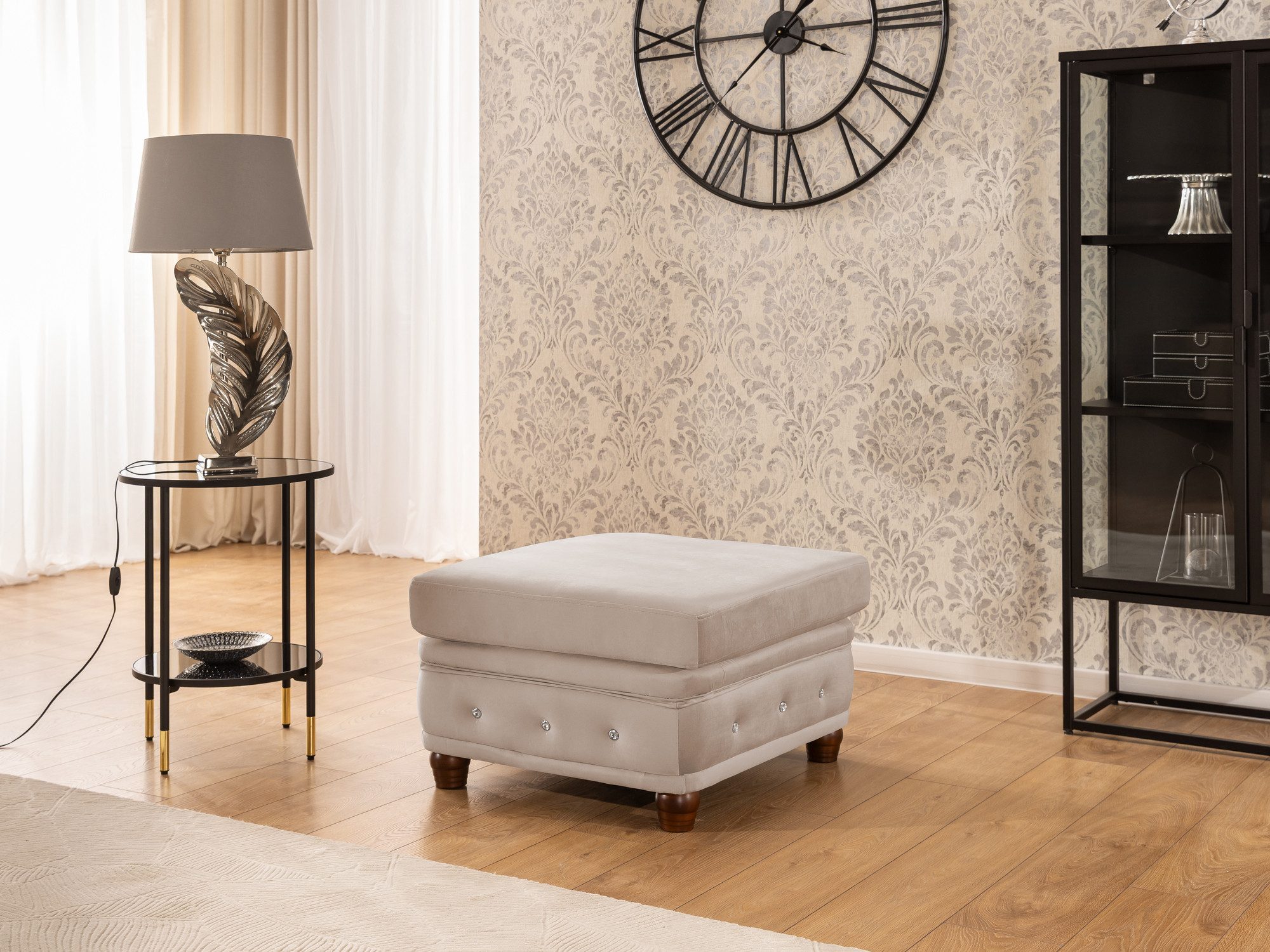 S-Style Möbel Polsterhocker Chesterfield Cleo Blink aus Samt mit Kristallst günstig online kaufen