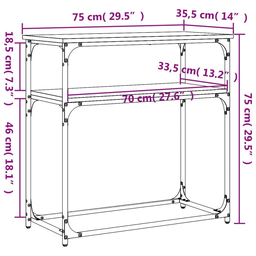 furnicato Beistelltisch Holzwerkstoff 75x35,5x75 Räuchereiche cm Konsolentisch