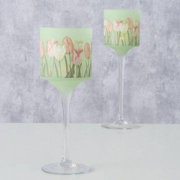 BOLTZE Dekoobjekt Boltze Windlicht Tulipa, 2 teilig (Kerzenhalter aus Glas, mit