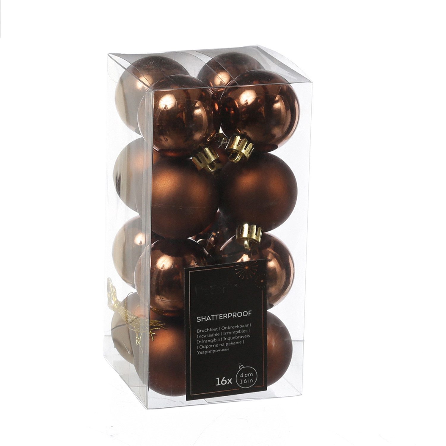 MARELIDA Weihnachtsbaumkugel Christbaumkugeln Weihnachtskugeln bruchfest 4cm braun 16er Set (16 St)