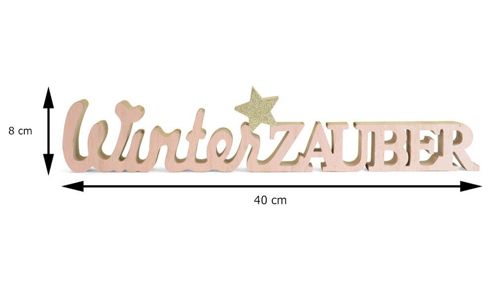 74304 Deko-Schriftzug WEINBERGER & - Dekoration "Winterzauber" Rosa (1 40cm Gold RIFFELMACHER St) Weihnachten -