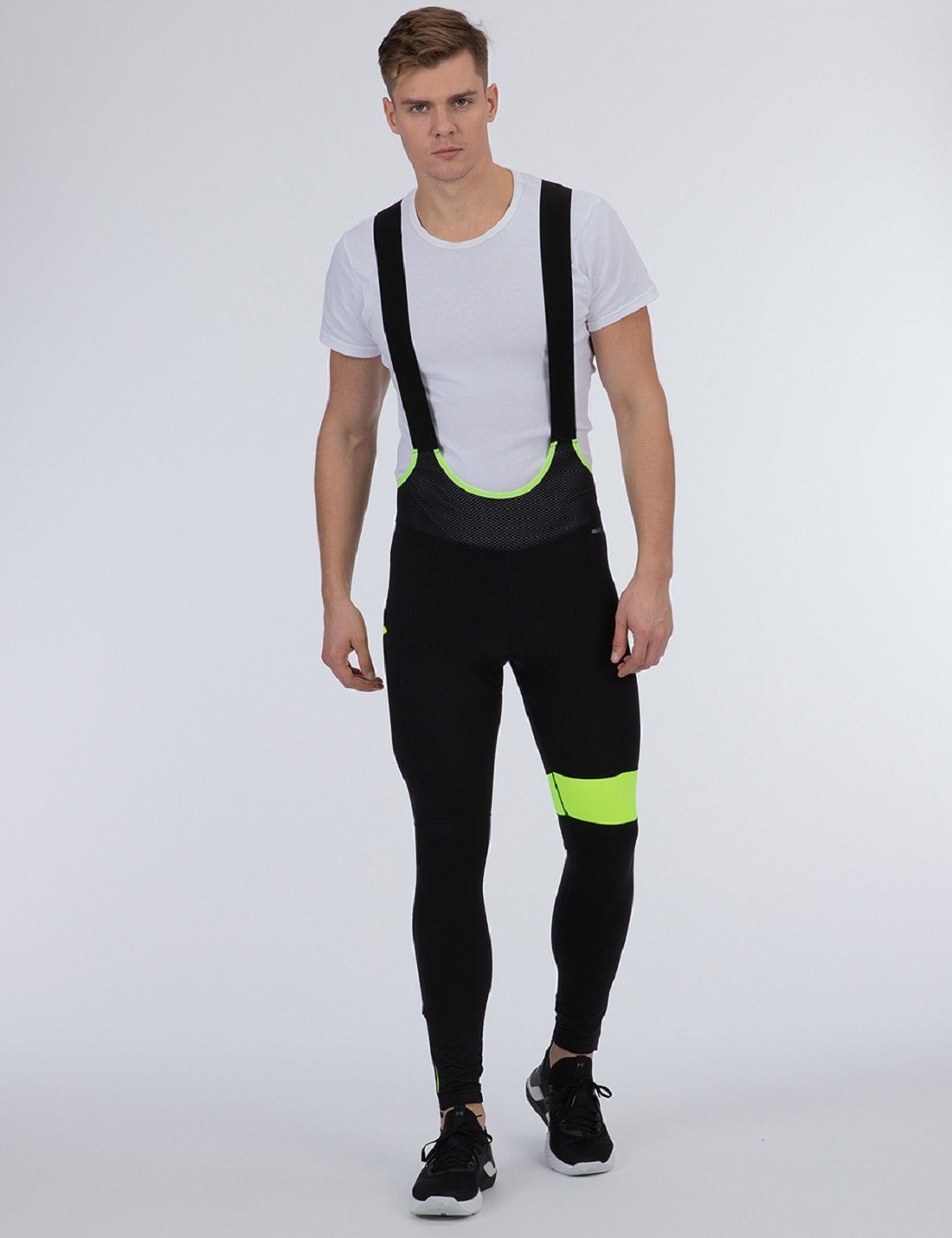 Airtracks Fahrradhose Herren Thermo Fahrradhose mit Träger Lang Pro Team II (Radhose mit Kälteschutz & Komfort,für Herbst - Winter) » S M L XL XXL XXXL «
