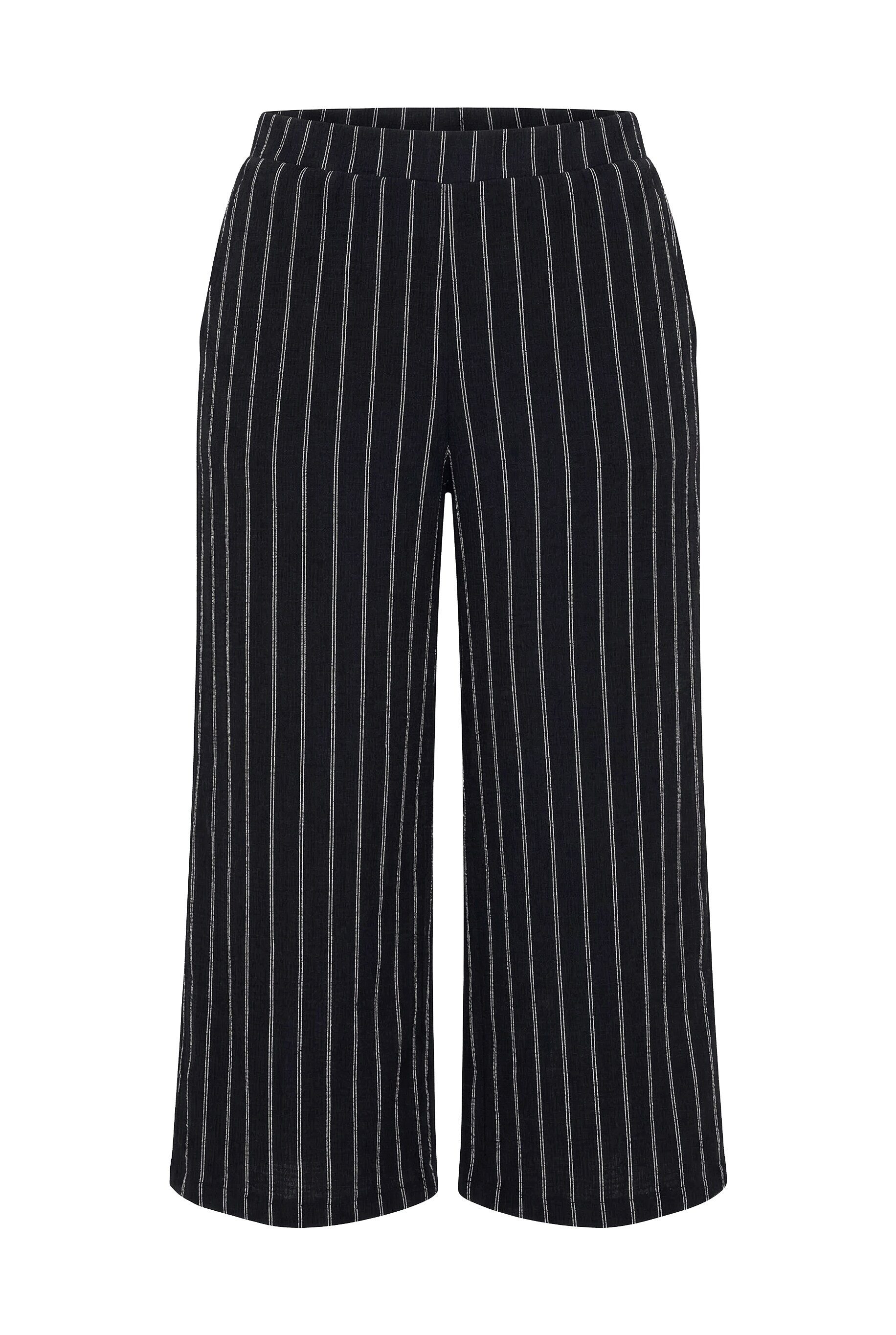 Ulla Popken 7/8-Hose Schlupfhose Struktur weites Bein Elastikbund