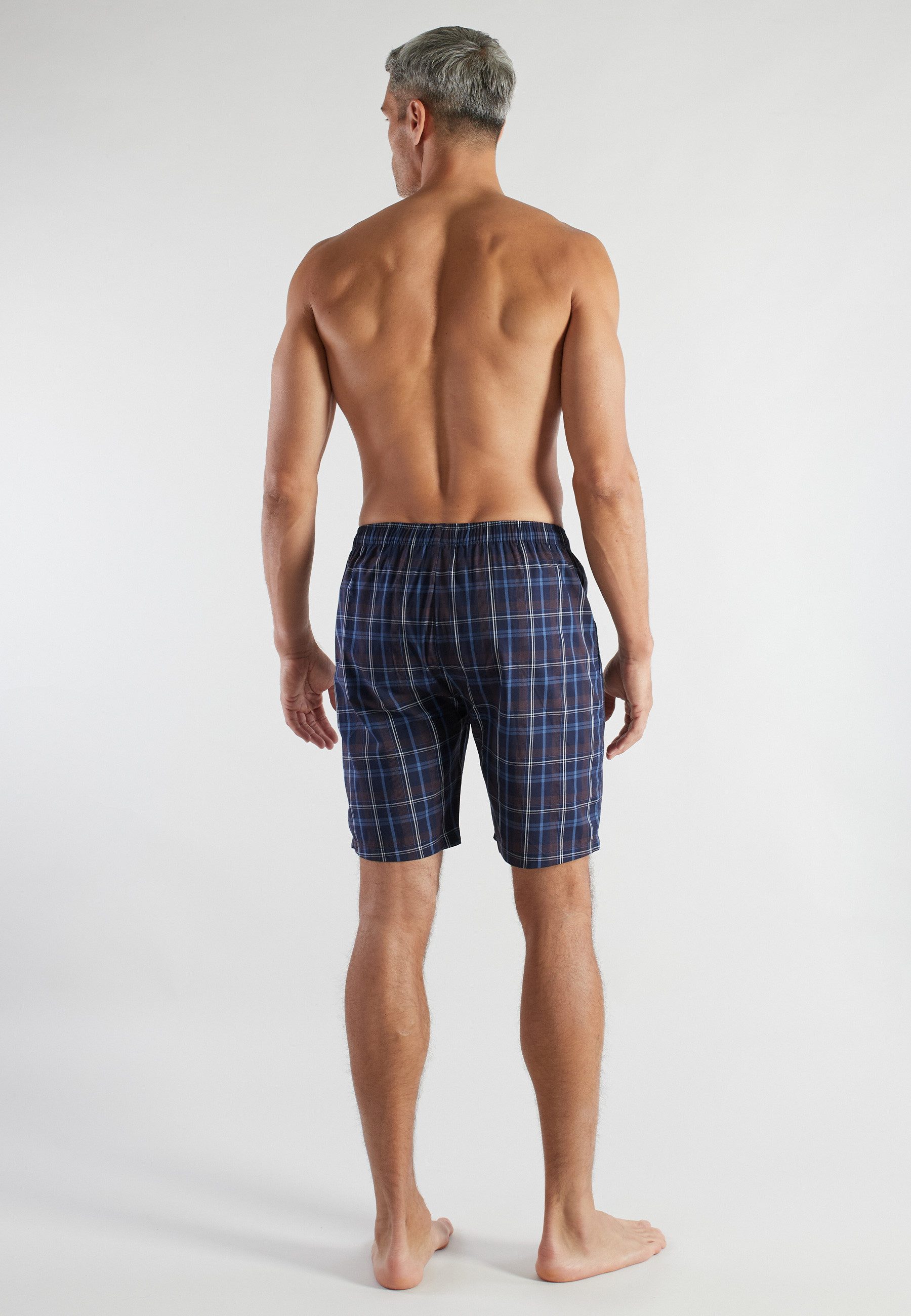bugatti Schlafhose BUGATTI Herren Bermuda blau kariert (1-tlg)