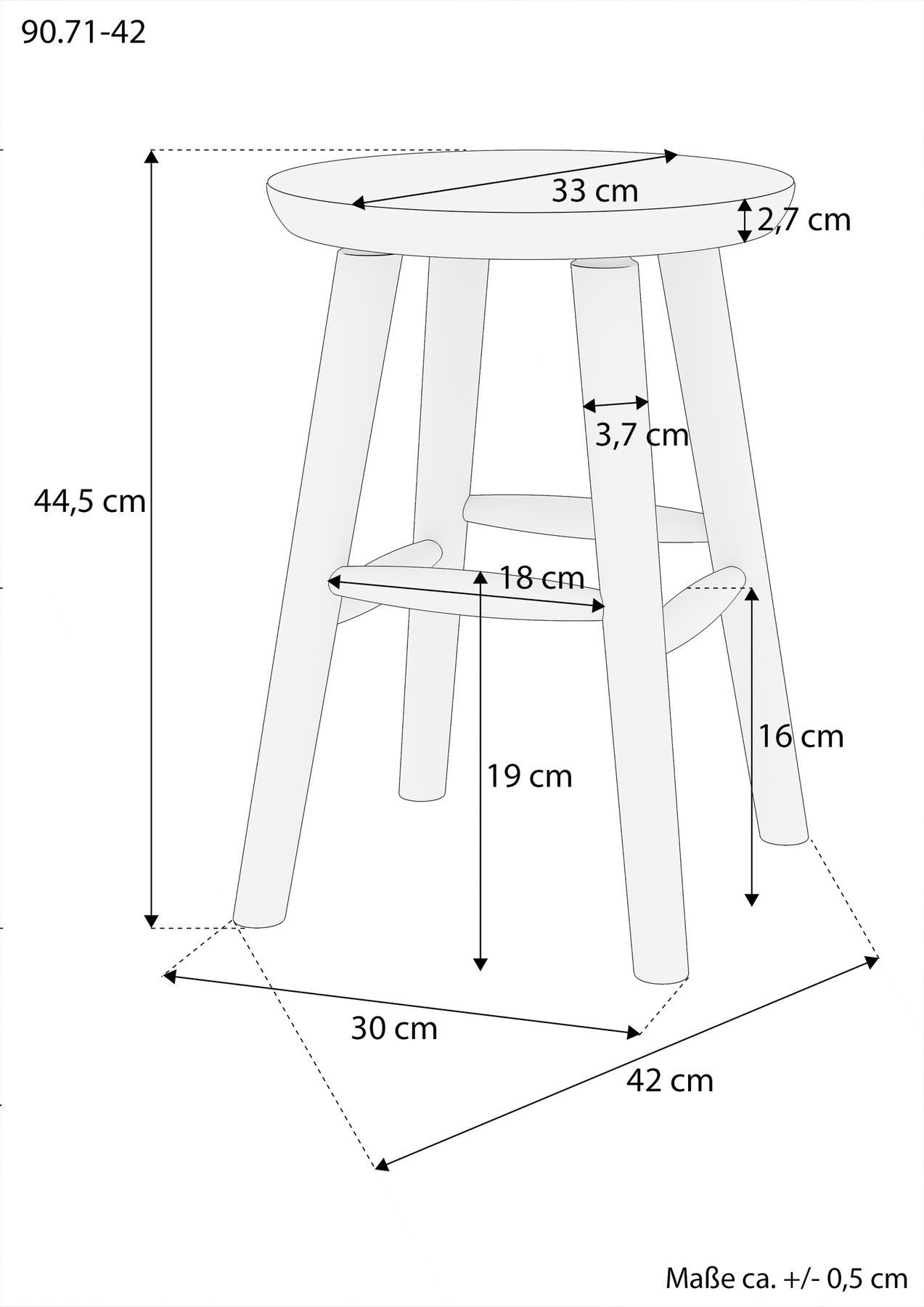 ERST-HOLZ Arbeitshocker Runder Holz-Hocker als Beistelltisch oder Blumenhocker aus Kiefer