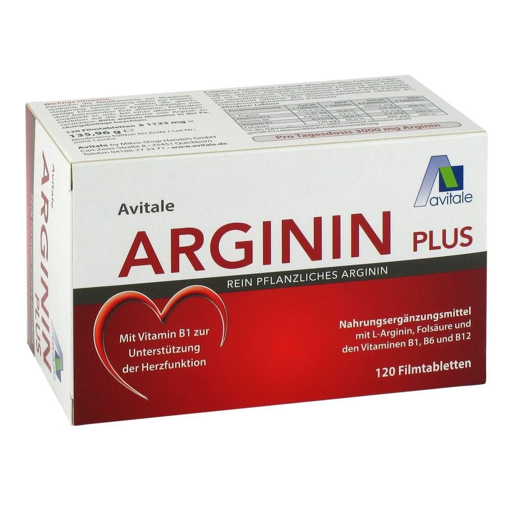 Avitale GmbH ARGININ PLUS Vitamin B1+B6+B12+Folsäure Filmtabl. Filmtabletten, 120 St.