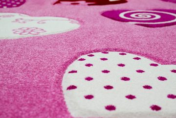 Kinderteppich Kinderteppich Herzen Kinderzimmerteppich Mädchen in rosa creme rot, Teppich-Traum, rechteckig, Höhe: 13 mm