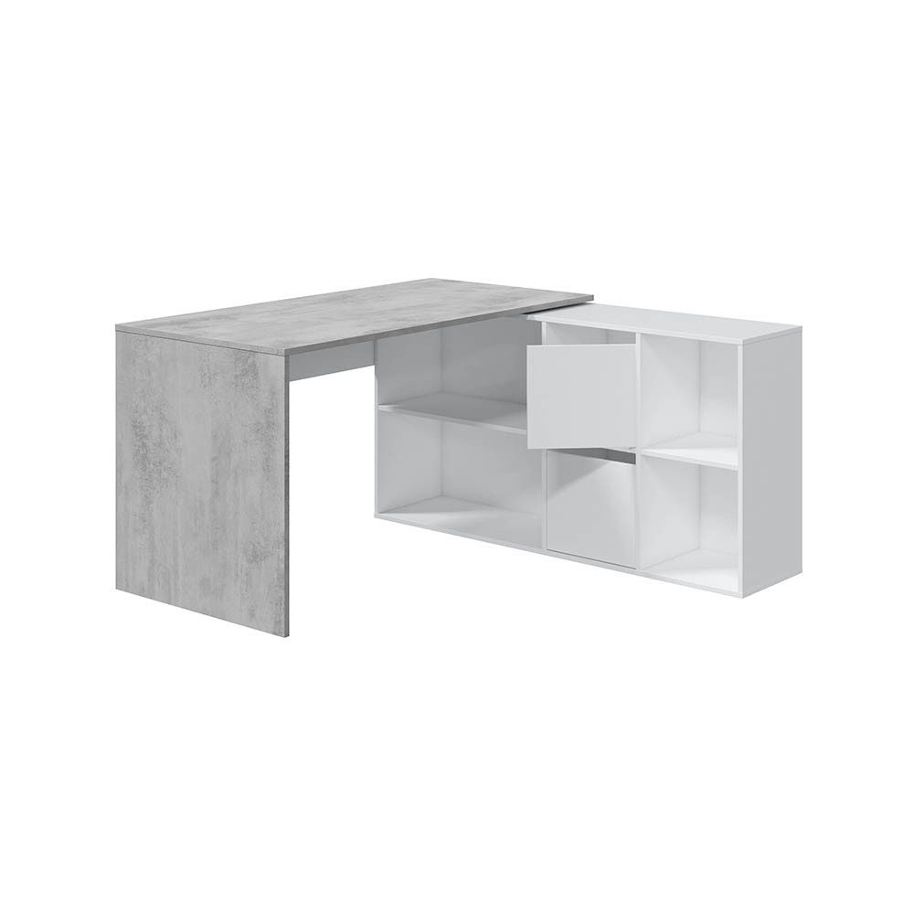 freiraum Schreibtisch ADAPTA PLUS, 2 Türen, Fächer, in Artik Weiß / Zementgrau - 136x74x139 (BxHxT)