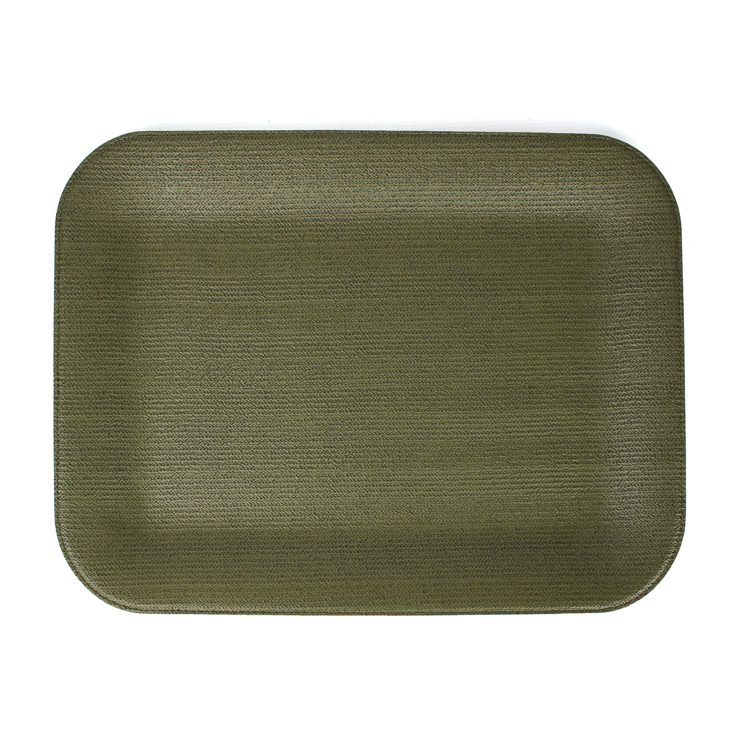 Signature Home Collection Tablett Tablett flach S beschichtet grün für Kaffee Serviertablett, Kunstleder, Gewebe, (1-tlg), pflegeleicht, abwischbar, perfekt zum Servieren oder als Dekotablett