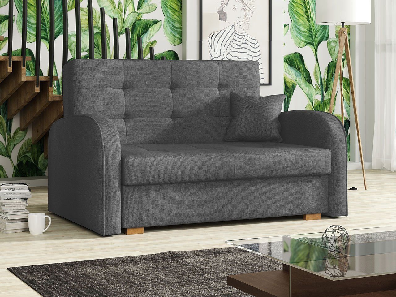 MIRJAN24 Schlafsofa Viva Gold II, mit Bettkasten und Schlaffunktion, 2 Sitzer Polstersofa inkl. Kissen, Wohnlandschaft Kronos 22