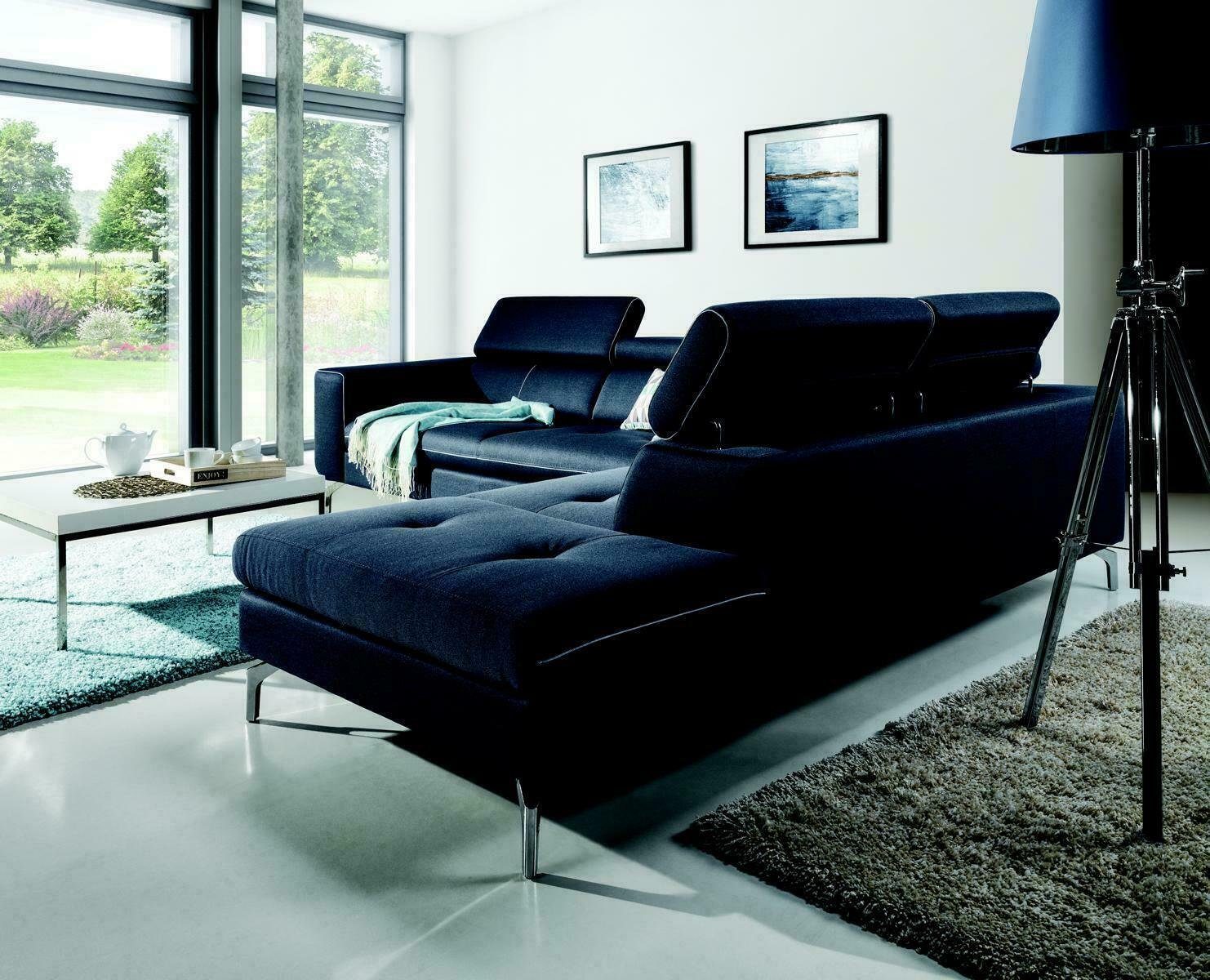 Europe in Ecksofa JVmoebel Luxus Ecksofa Couch Schwarze Textil Sitzmöbel Made Neu, Designer